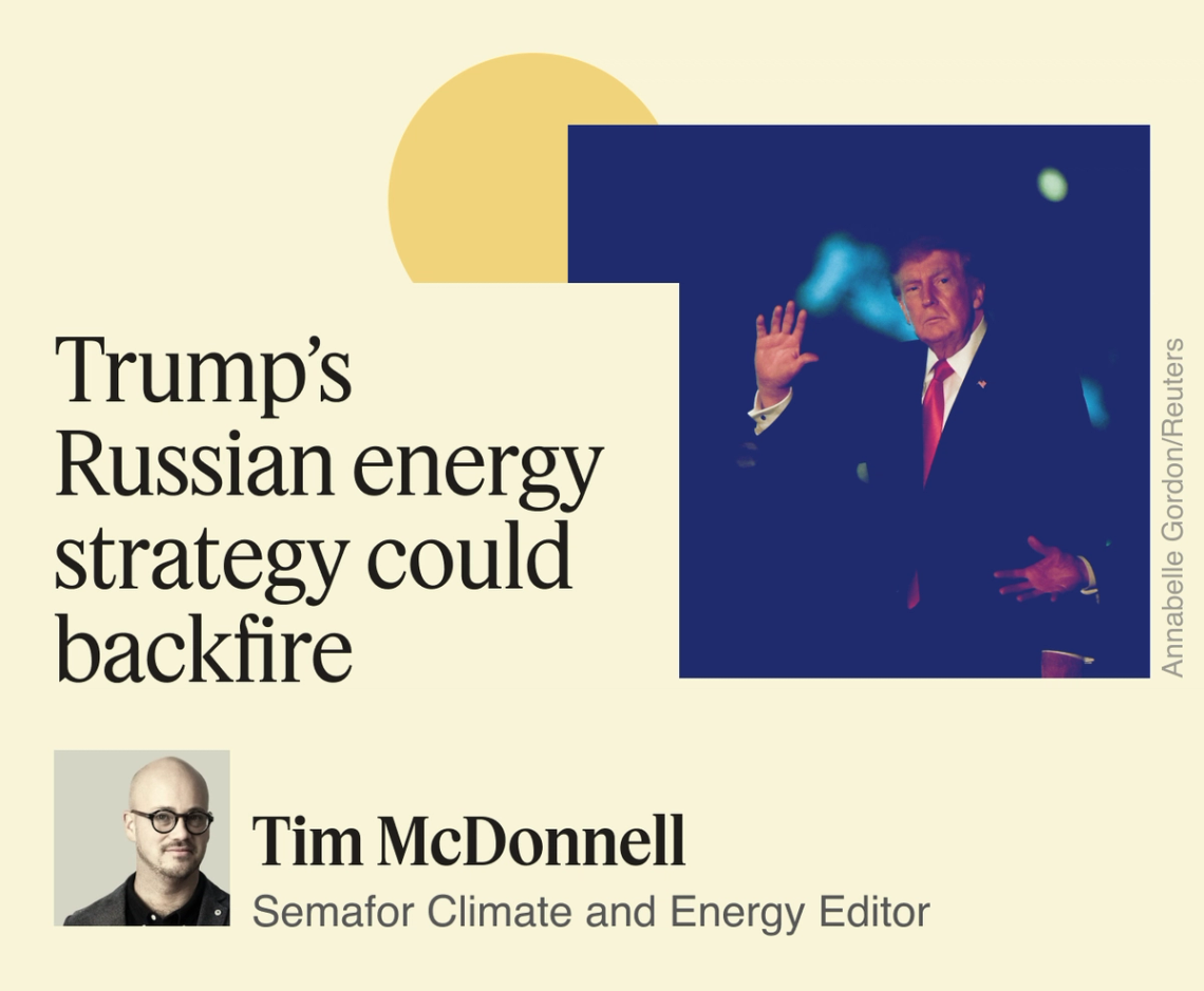 A graphic saying ‘Trump’s Russian energy strategy mirror Biden tactics he criticized.’