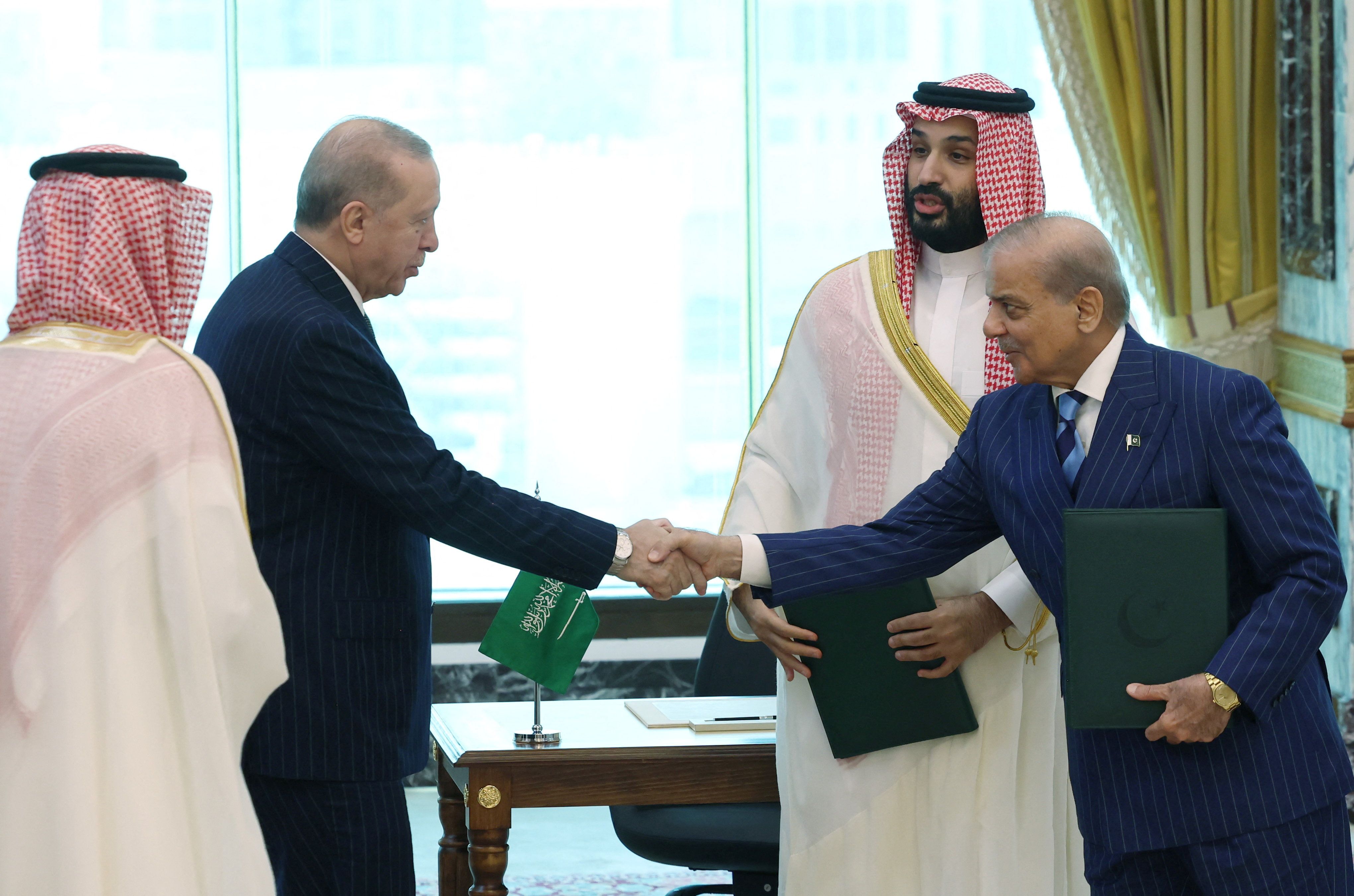Turkish President Tayyip Erdogan, Saudi Crown Prince Mohammed bin Salman, and Pakistan’s Prime Minister Shehbaz Sharif
