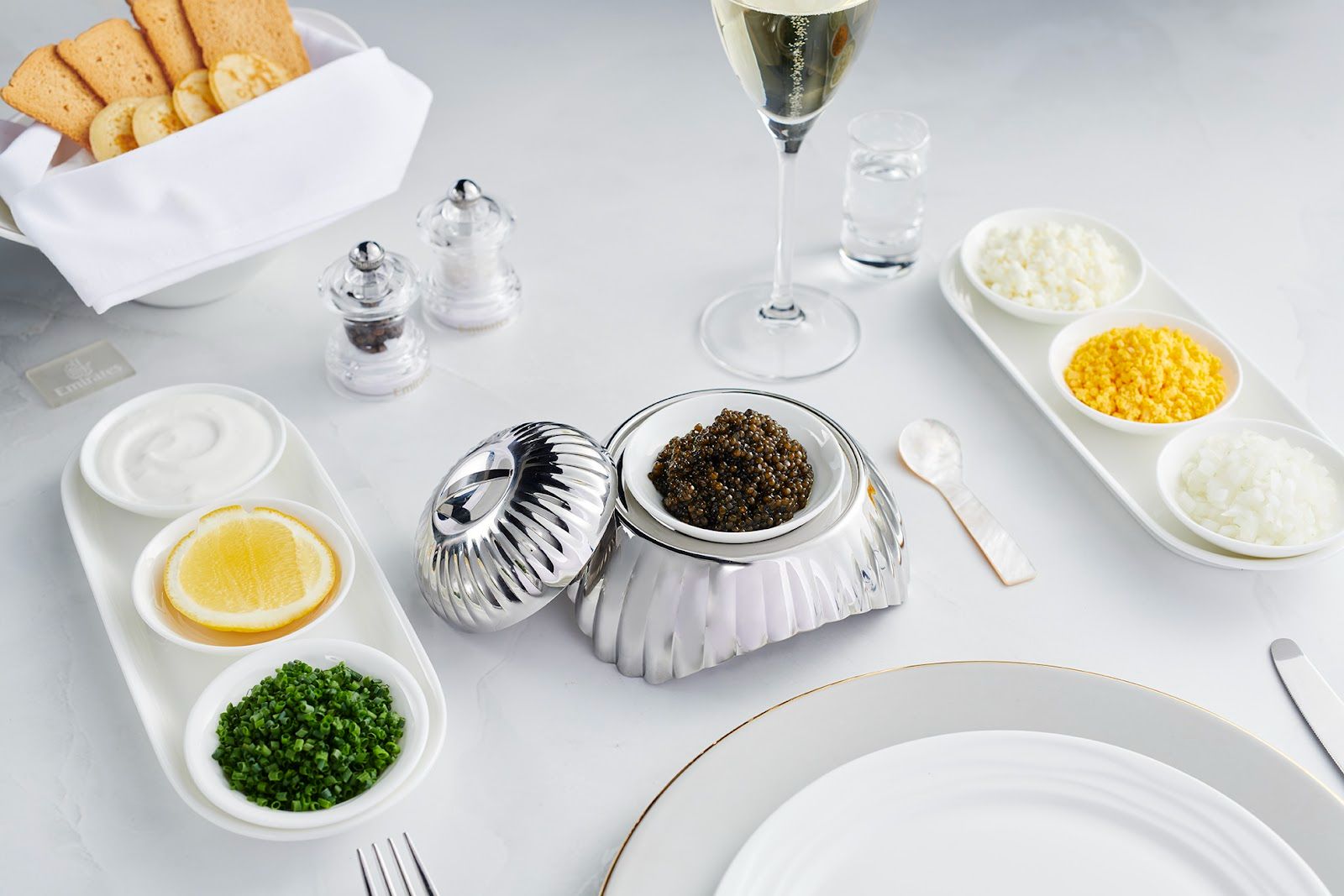 The caviar service on Emirates.