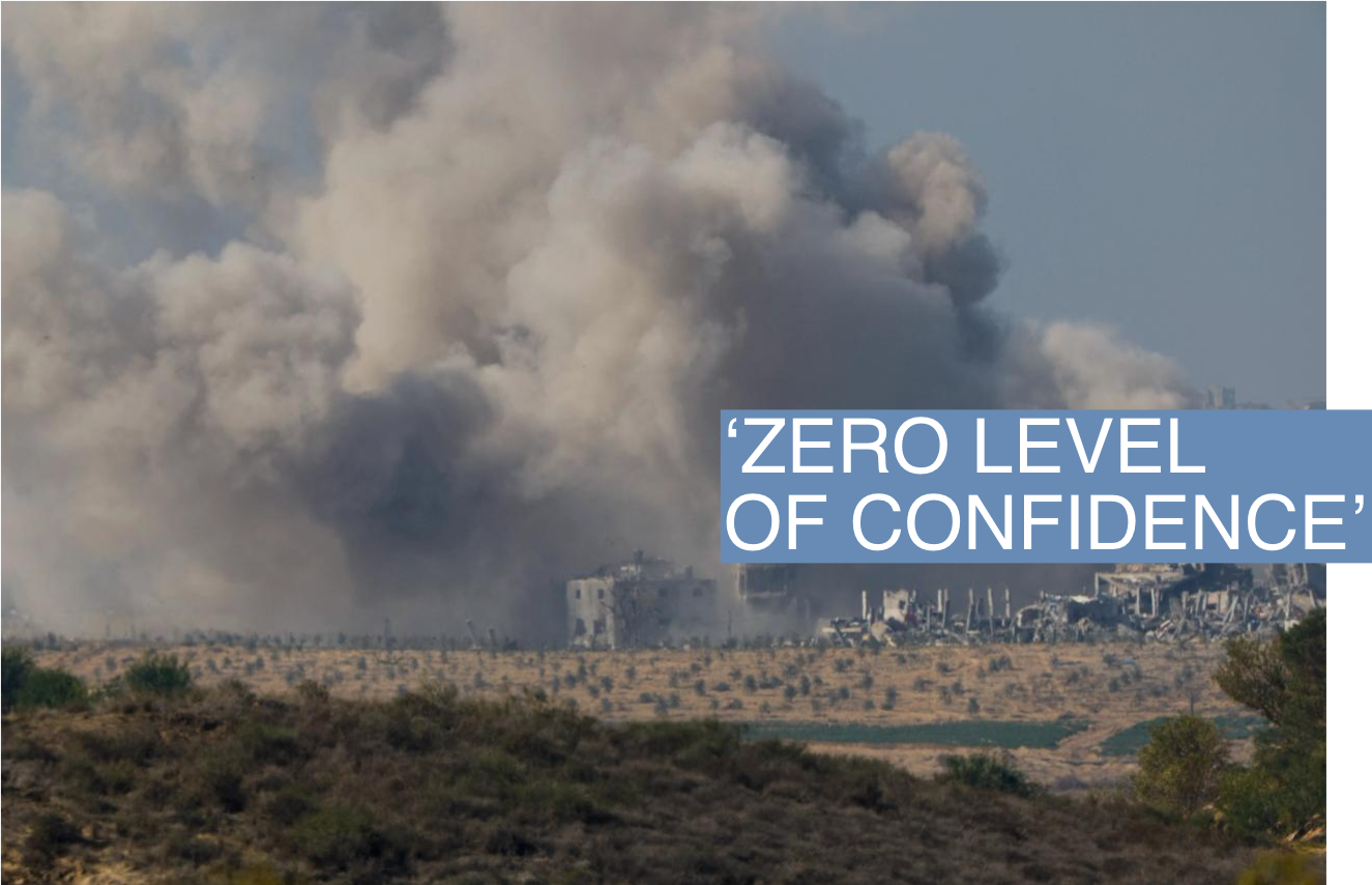 Smoke rises in Gaza following an Israeli strike, after a temporary truce between Israel and the Palestinian Islamist group Hamas expired, as seen from southern Israel, December 1, 2023. REUTERS/Alexander Ermochenko