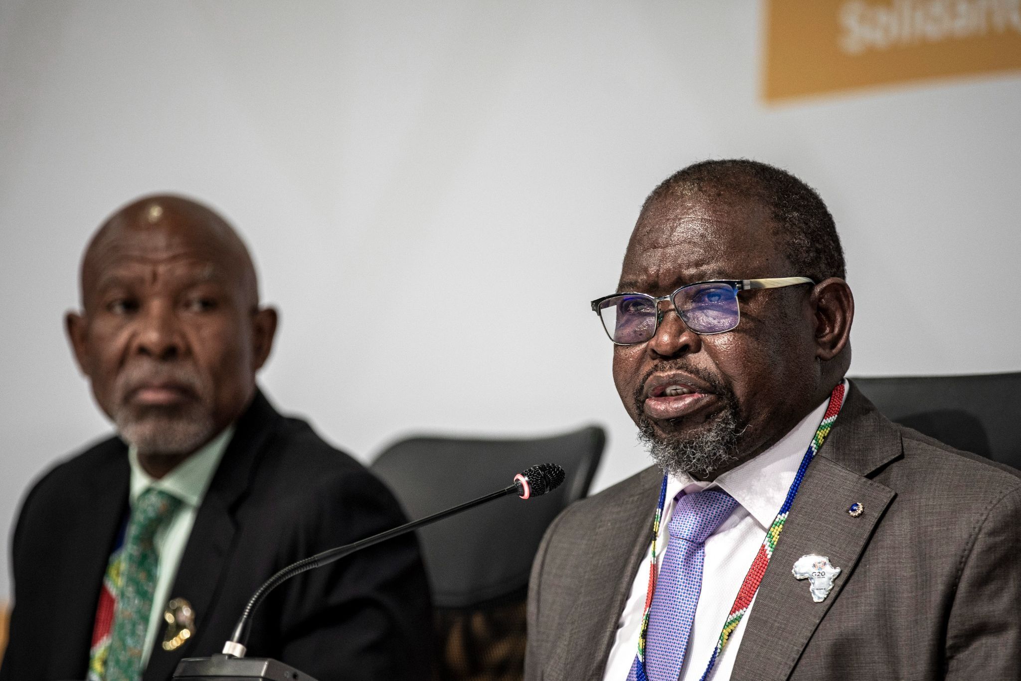 South African Finance Minister Enoch Godongwana (right).