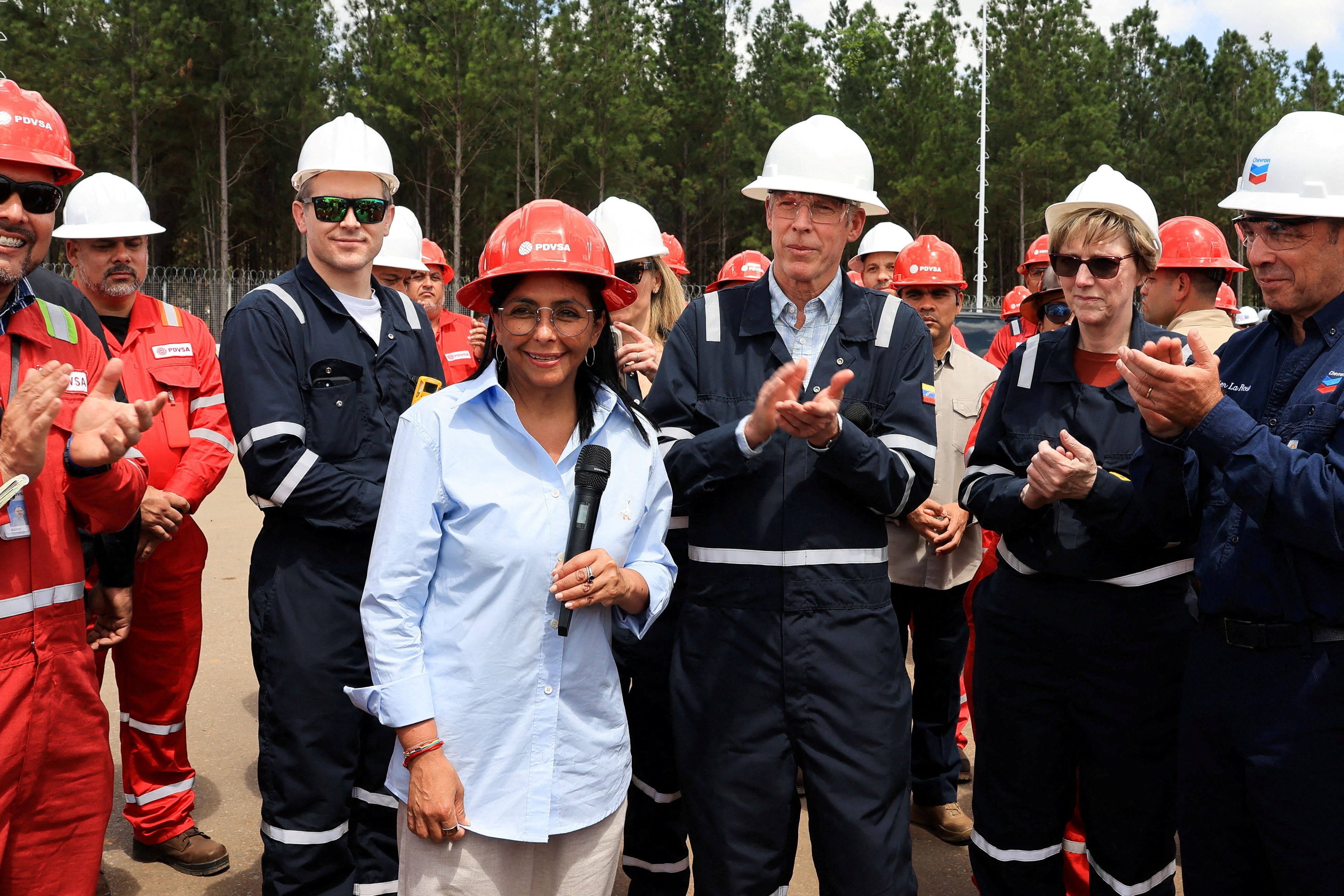 Acting President Delcy Rodriguez with US Energy Secretary Chris Wright