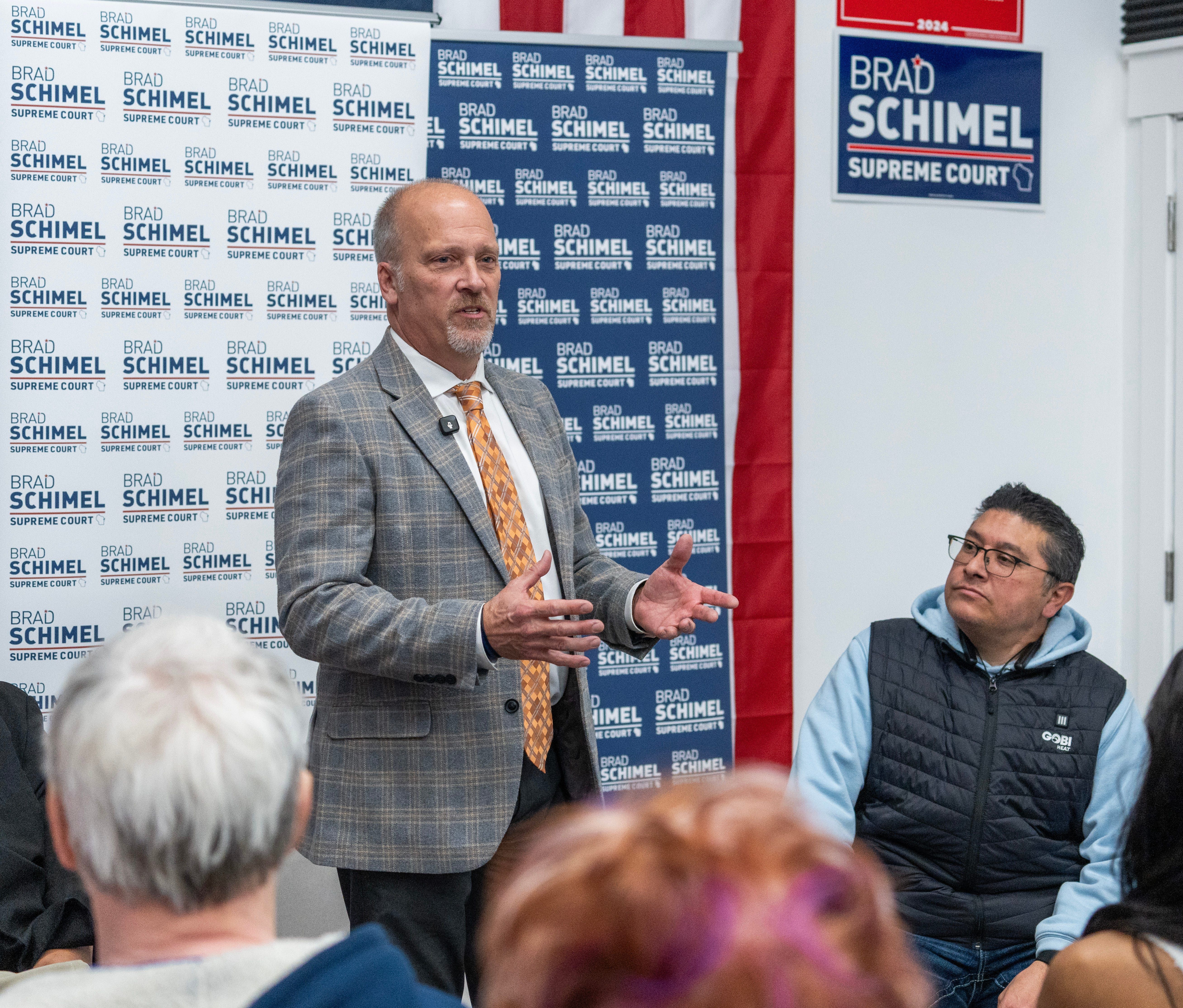 Wisconsin Supreme Court candidate and Waukesha County Judge Brad Schimel makes remarks at a roundtable discussion at the Wisconsin GOP Hispanic Community Center on Feb. 27 in Milwaukee.