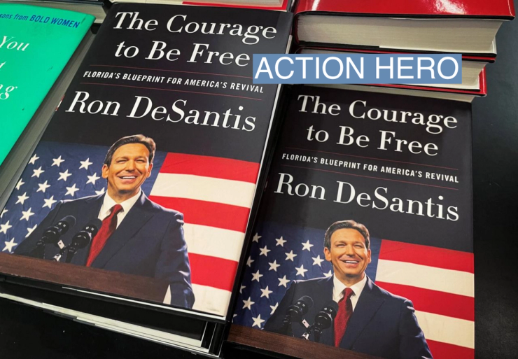 Copies of Ron Desantis’ book “The Courage To Be Free”