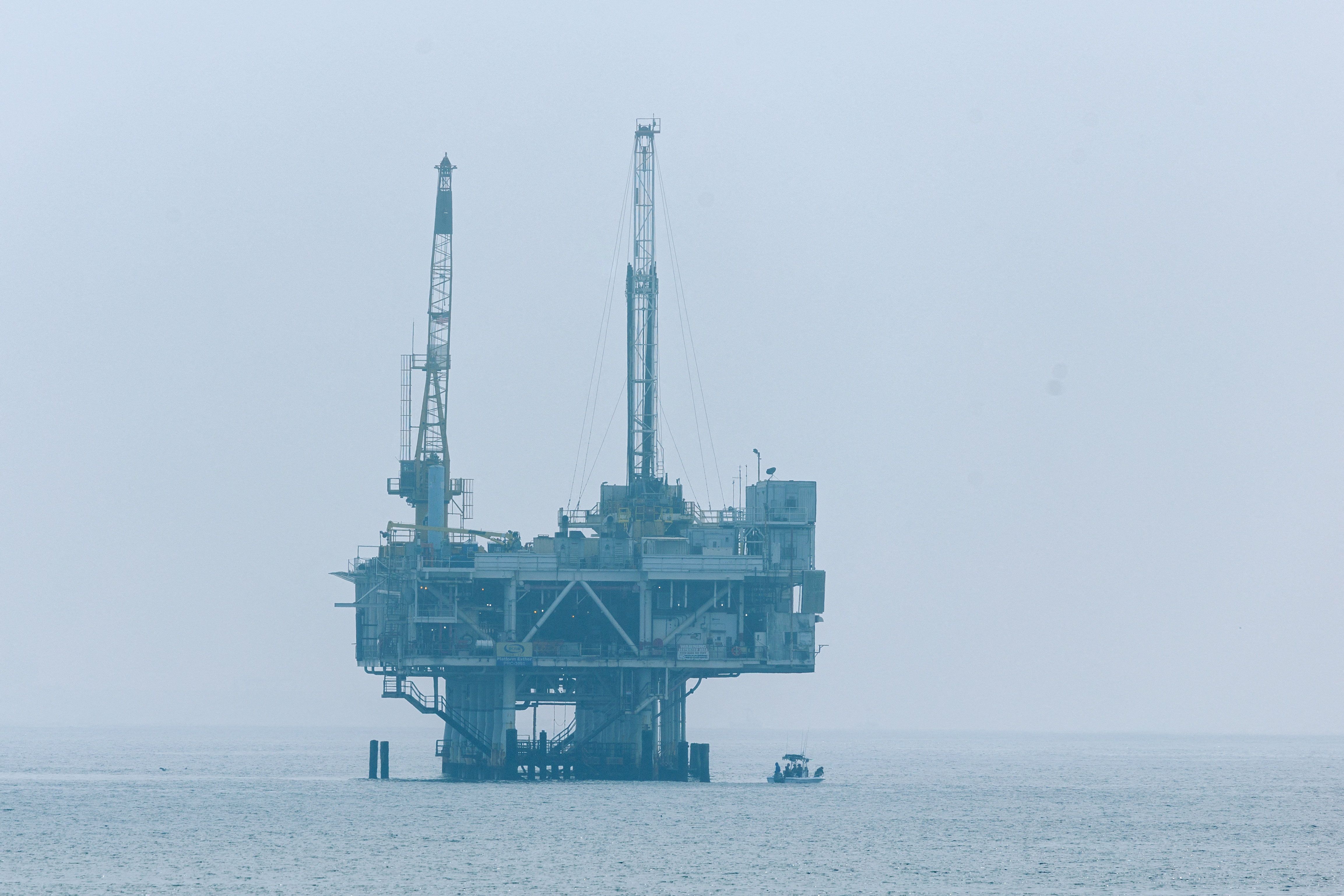 The offshore oil rig platform.