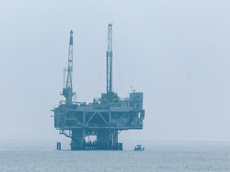 The offshore oil rig platform.
