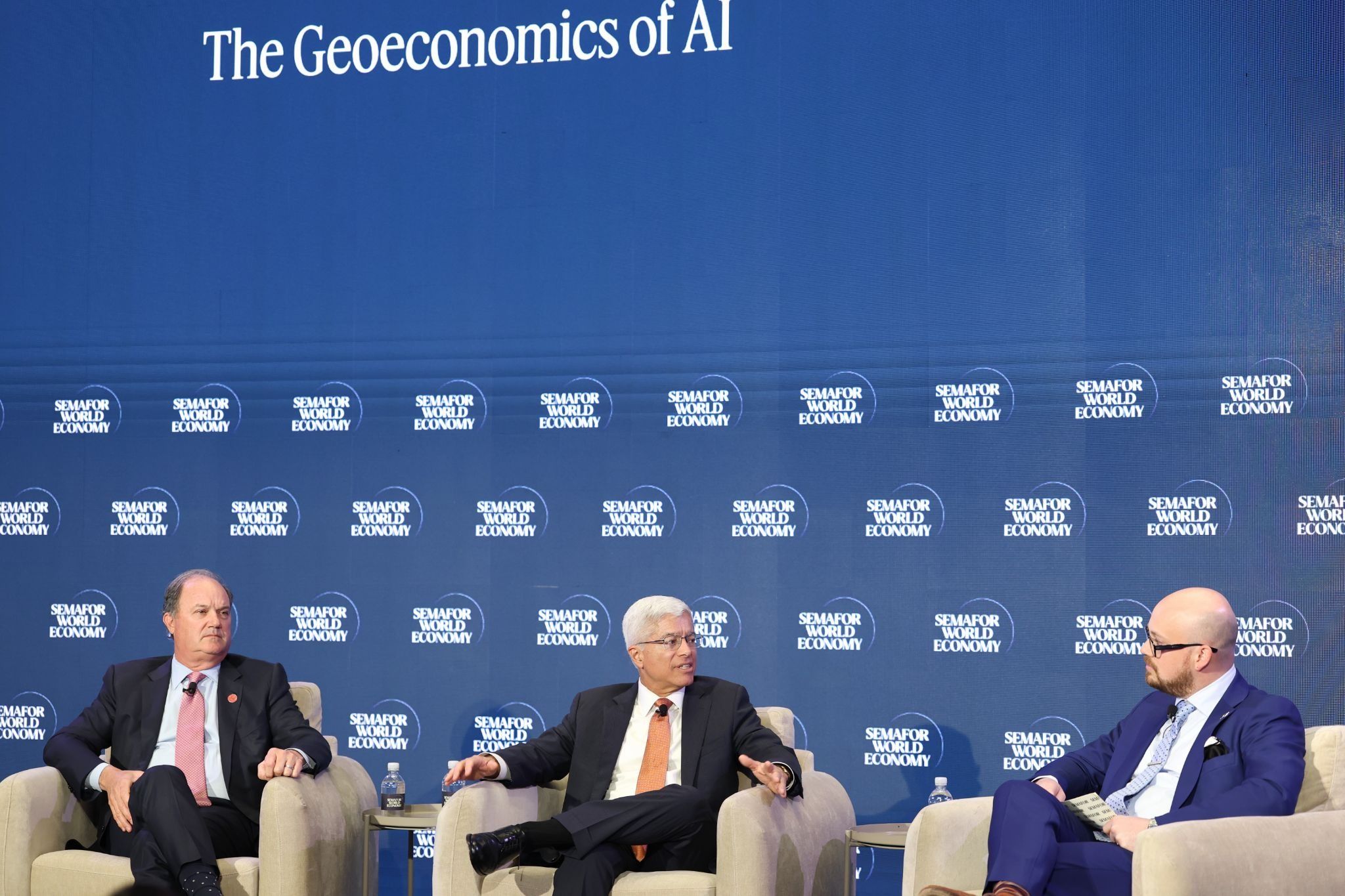 (L-R)  Bob Frenzel, Pedro Pizarro, and Semafor’s Tim McDonnell. 