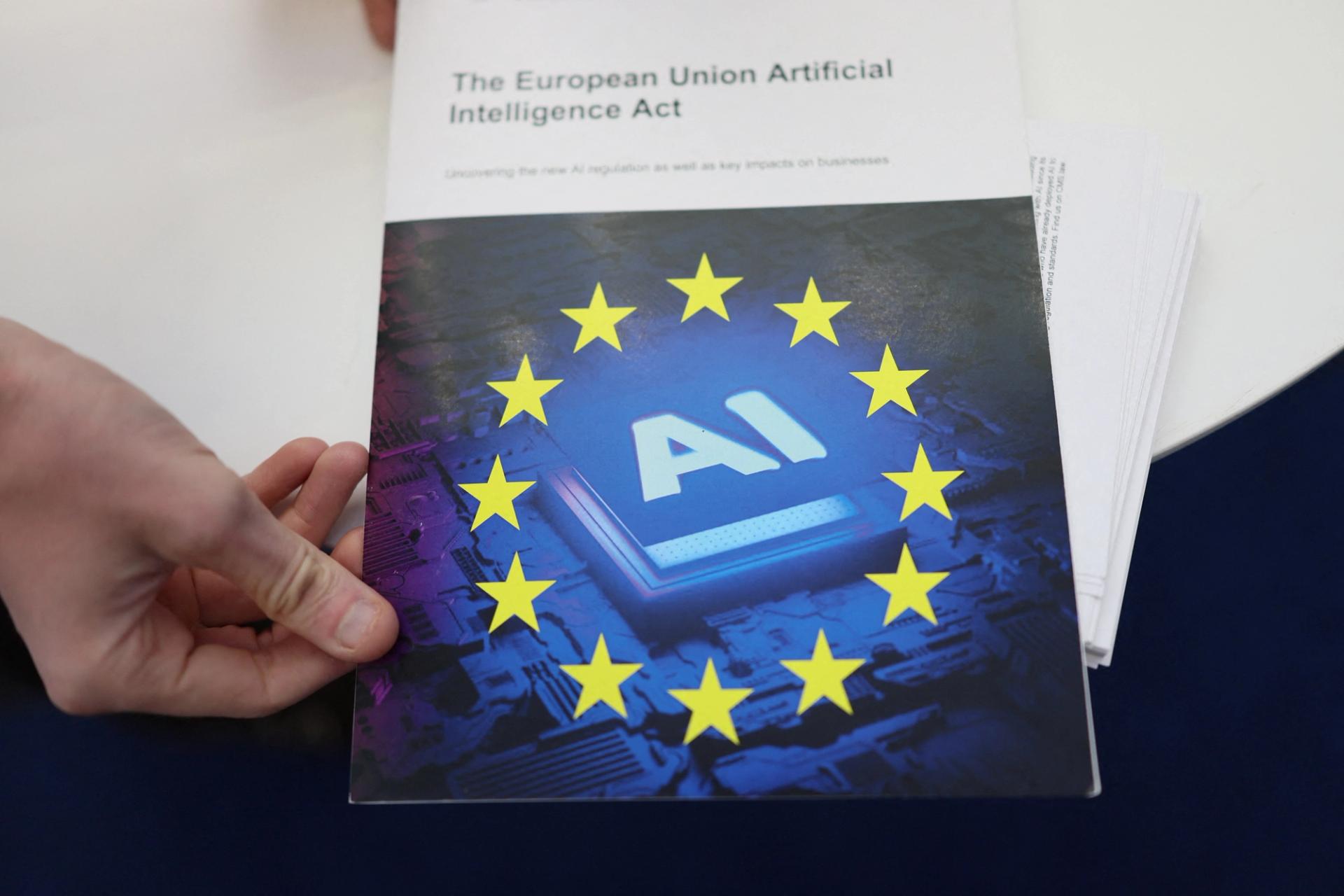 Pamphlet with the words “The European Union Artificial Intelligence Act” 