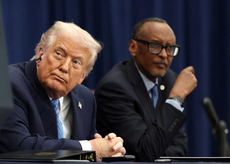 US President Donald Trump and Rwandan President Paul Kagame in December