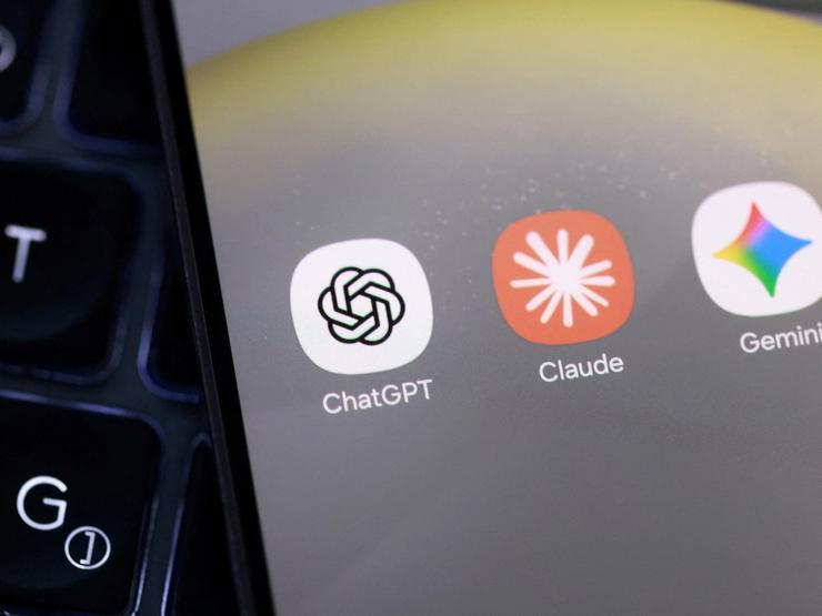 AI app logos on phone screen
