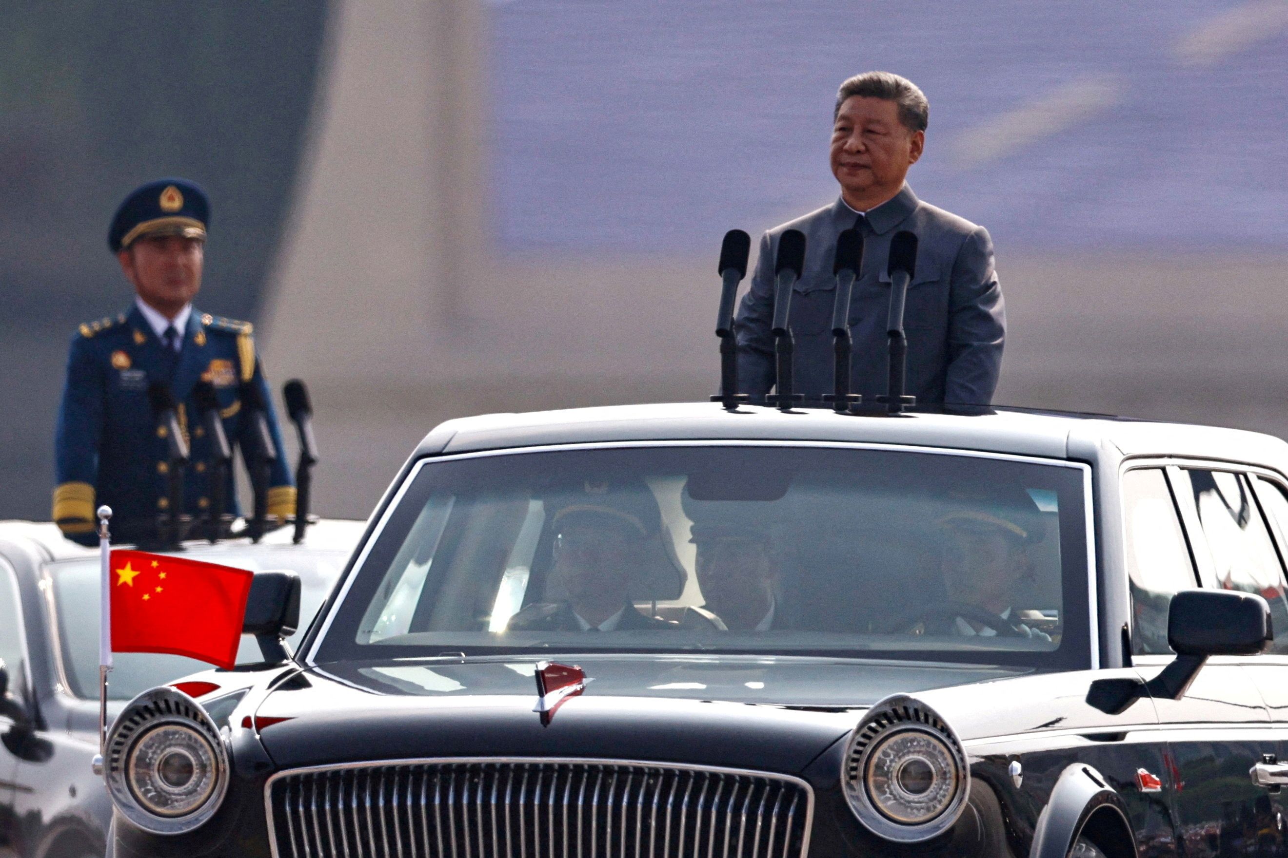Chinese leader Xi Jinping at a military parade in 2025.