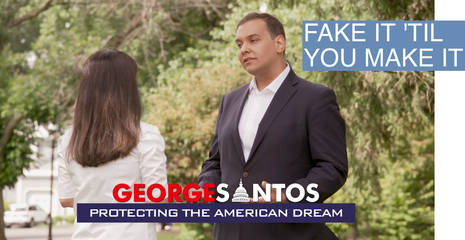 A screengrab from a George Santos campaign ad.