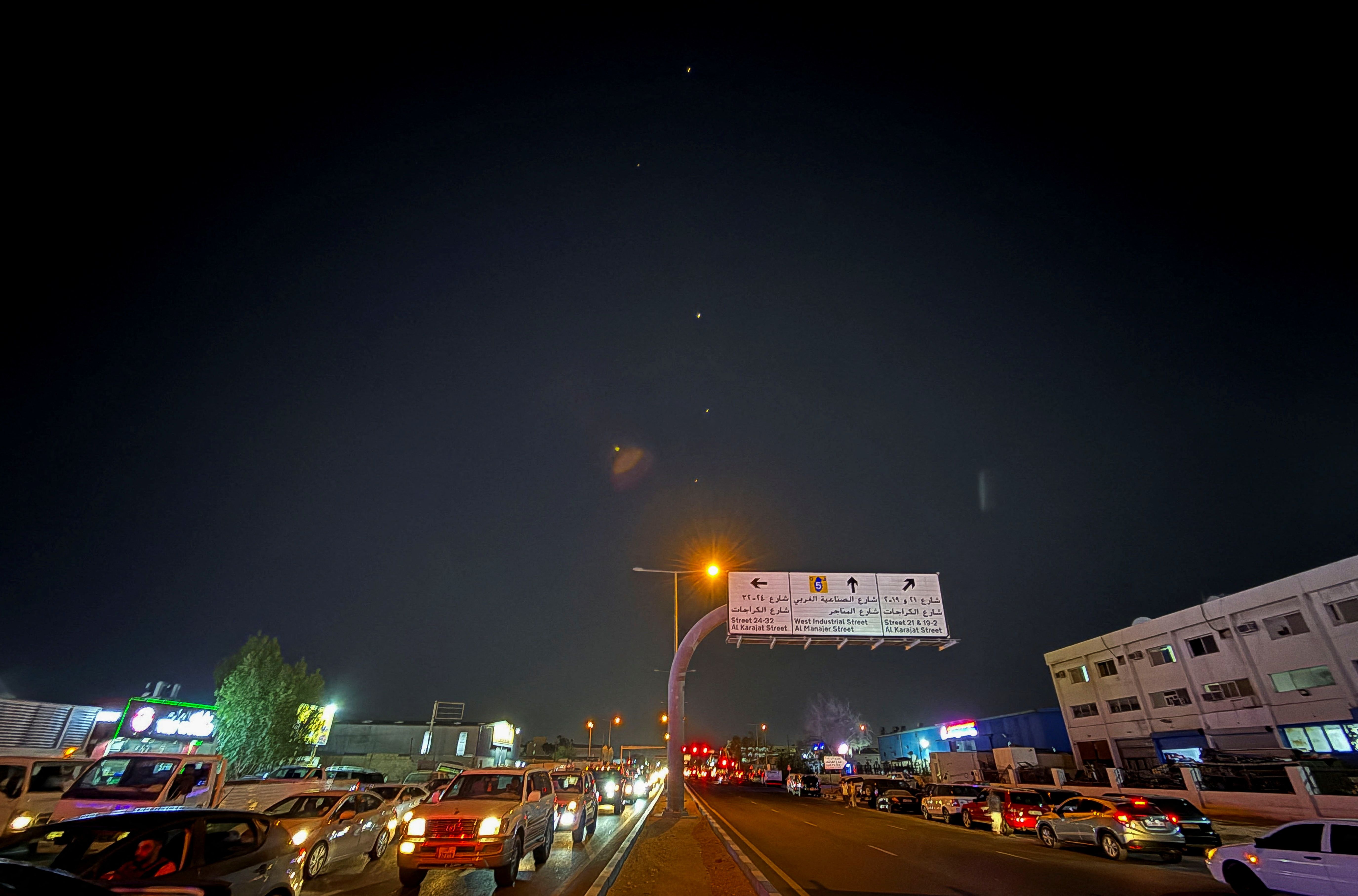Traces are seen in the sky after Iran’s armed forces say they targeted The Al-Udeid base in a missile attack, in Qatar.