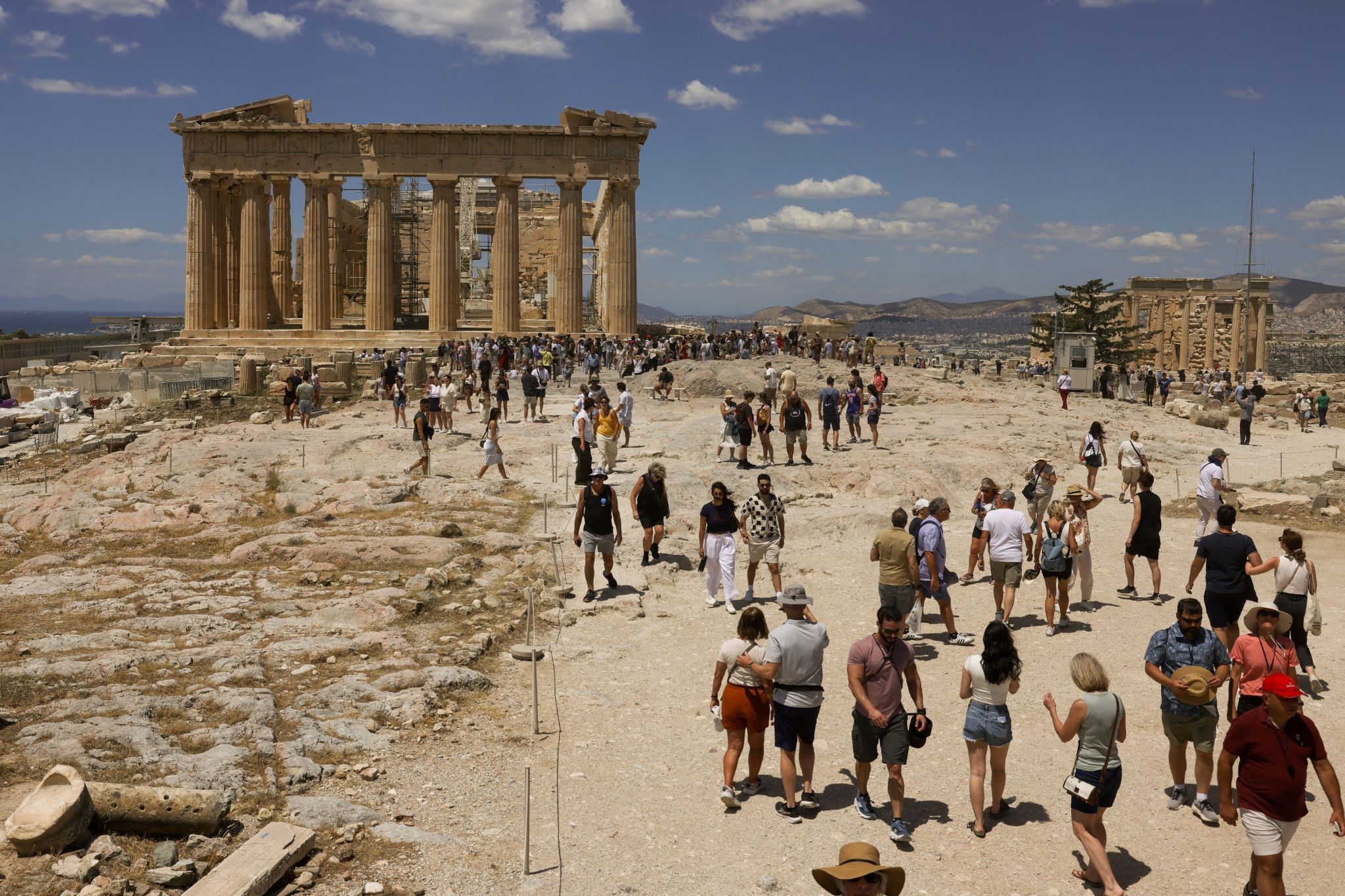 Tourists visit the Acropolis