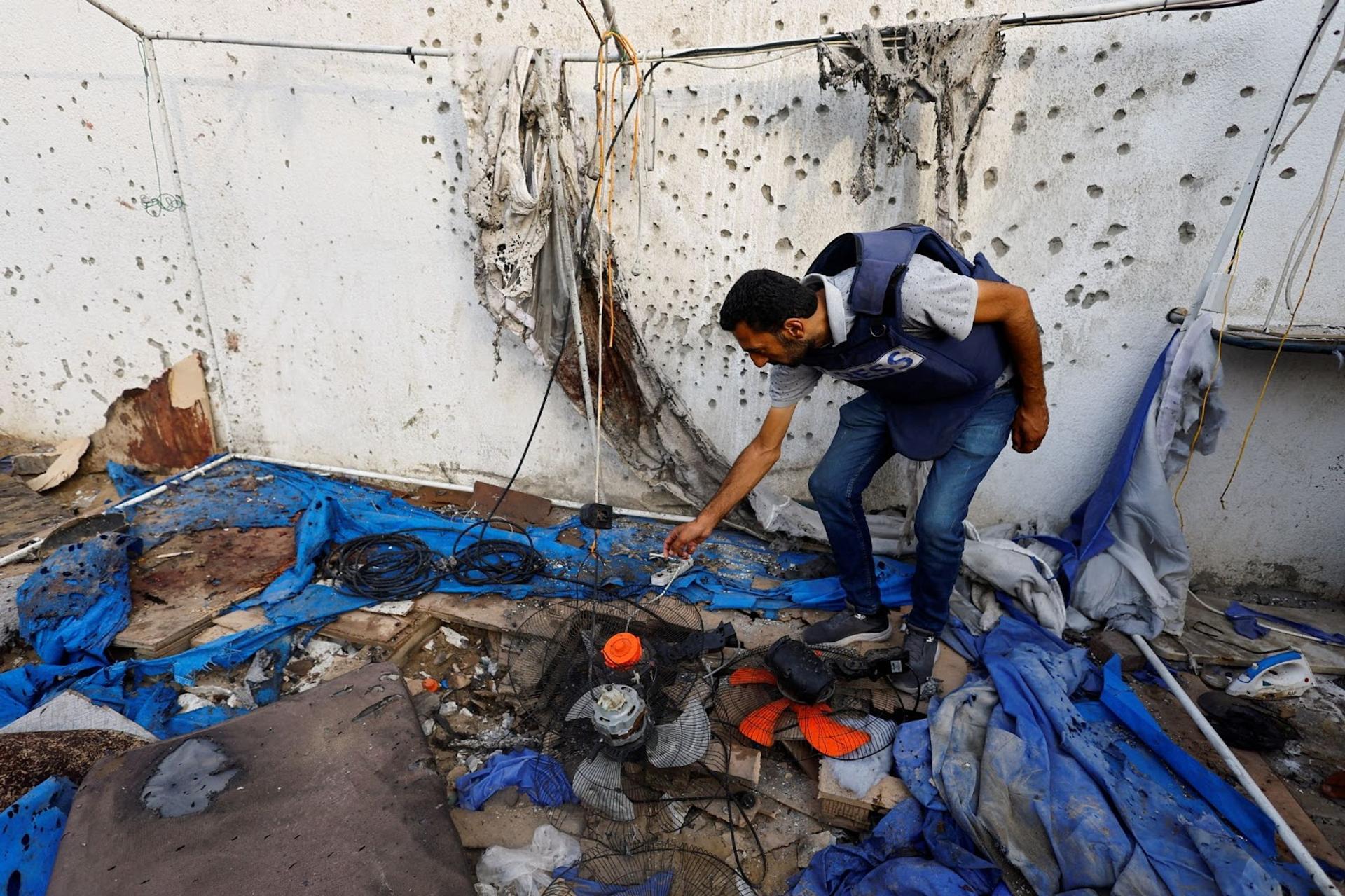 The aftermath of the Israeli strike on Gaza. 