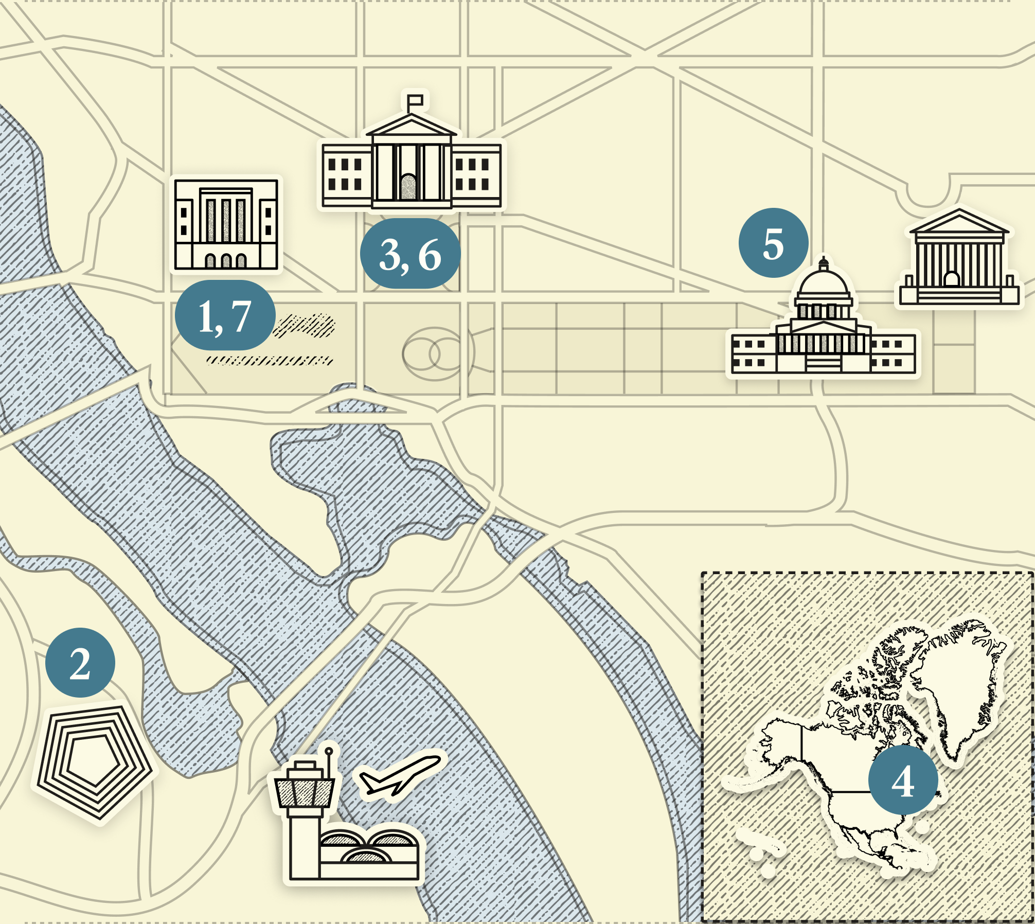 A numbered map of DC.