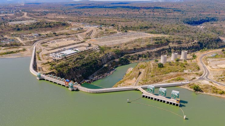 Image 56: A drone view of the 2,115-megawatt Julius Nyerere Hydropower Station, a hydropower project on the Rufiji River in Tanzania, Aug. 22, 2026