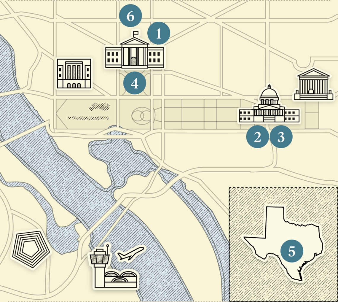 A numbered map of Washington, DC.