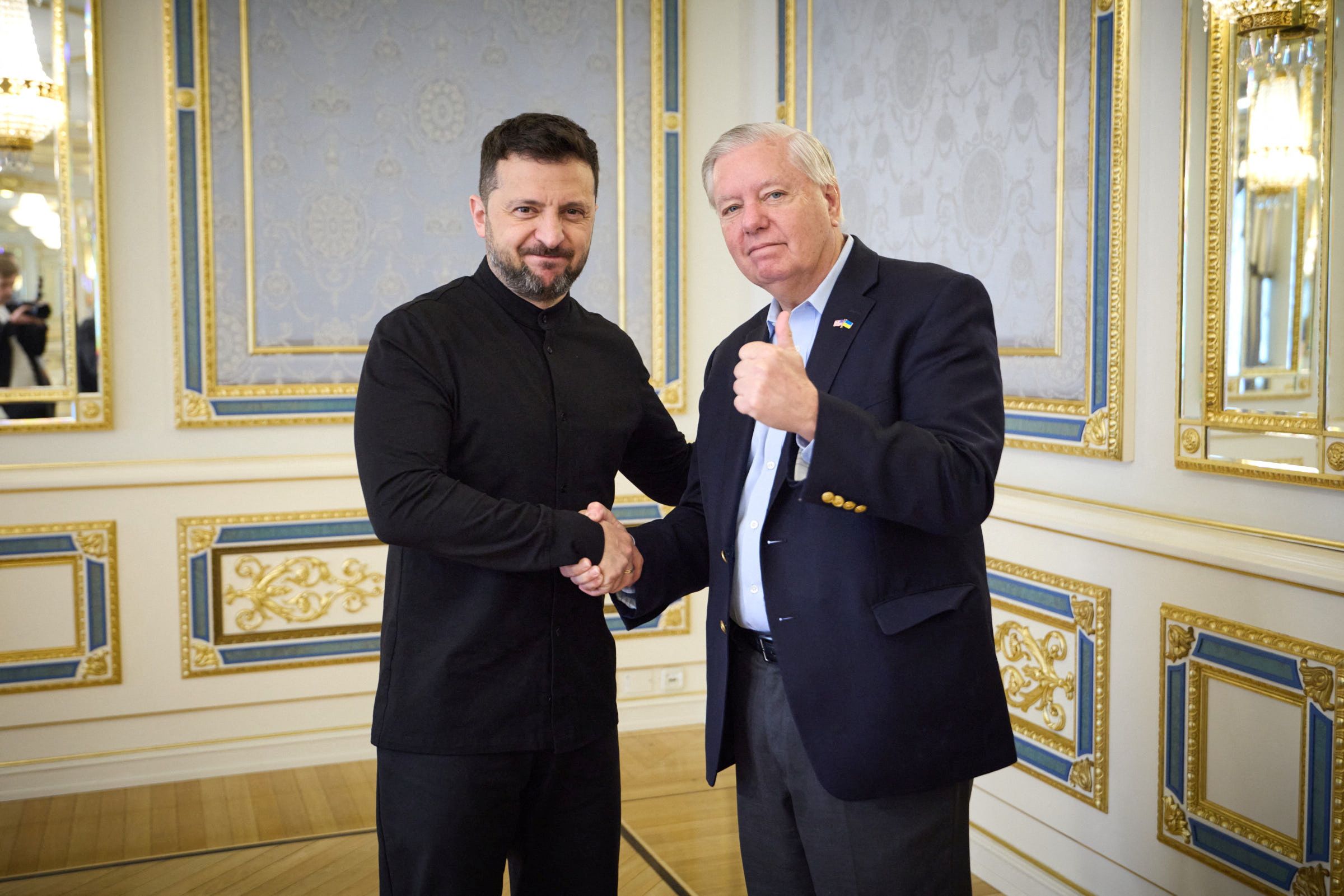 Ukrainian President Volodymyr Zelenskyy and Sen. Lindsey Graham, R-S.C.