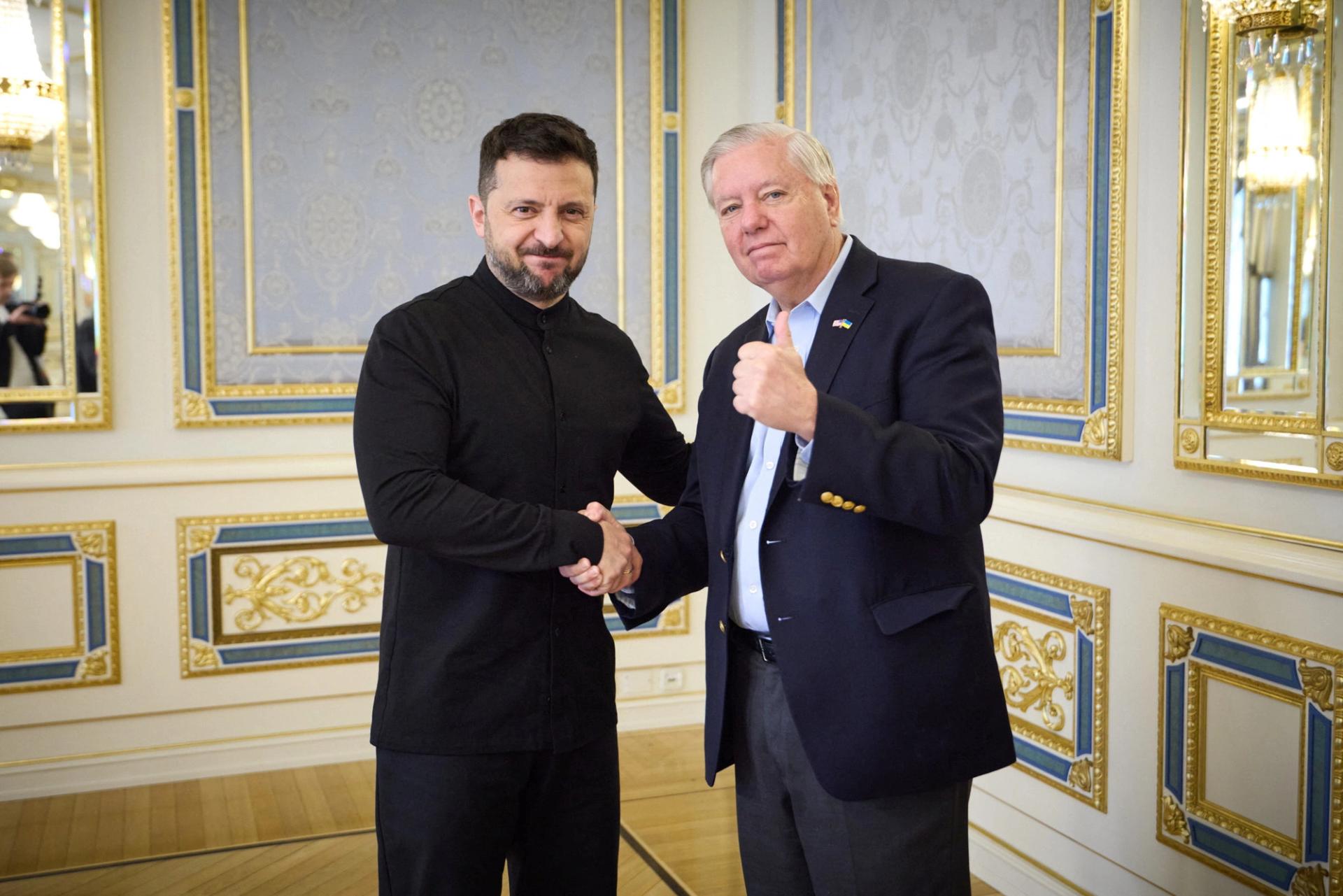 Ukrainian President Volodymyr Zelenskyy and Sen. Lindsey Graham, R-S.C.