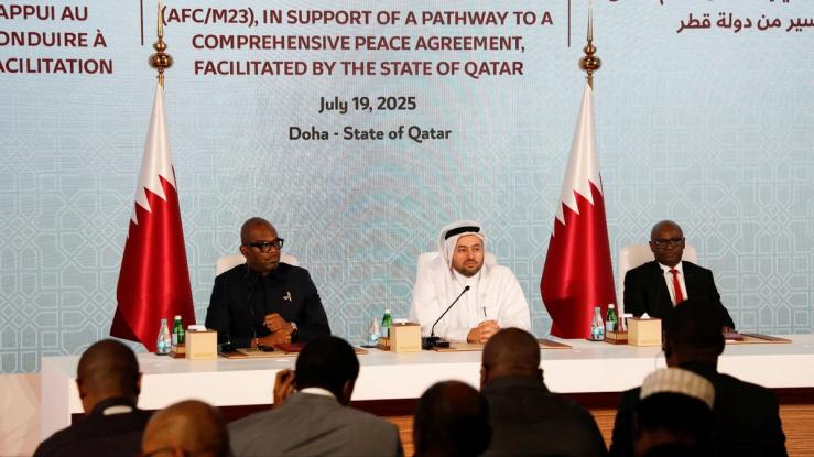 DRC and Rwandan officials in Qatar.