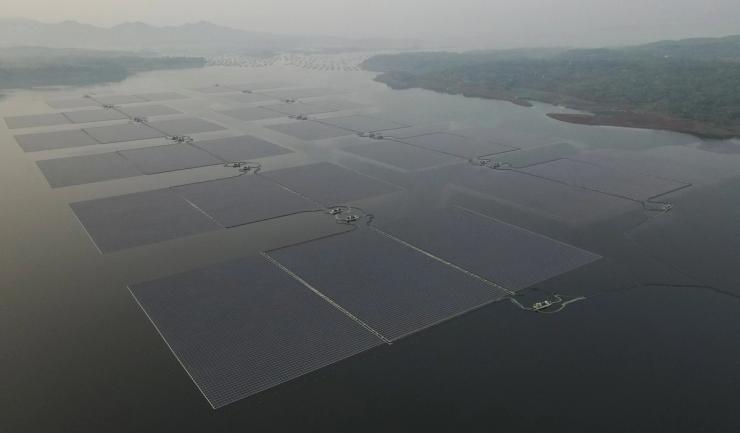 The floating solar power plant built on Cirata dam, Indonesia.