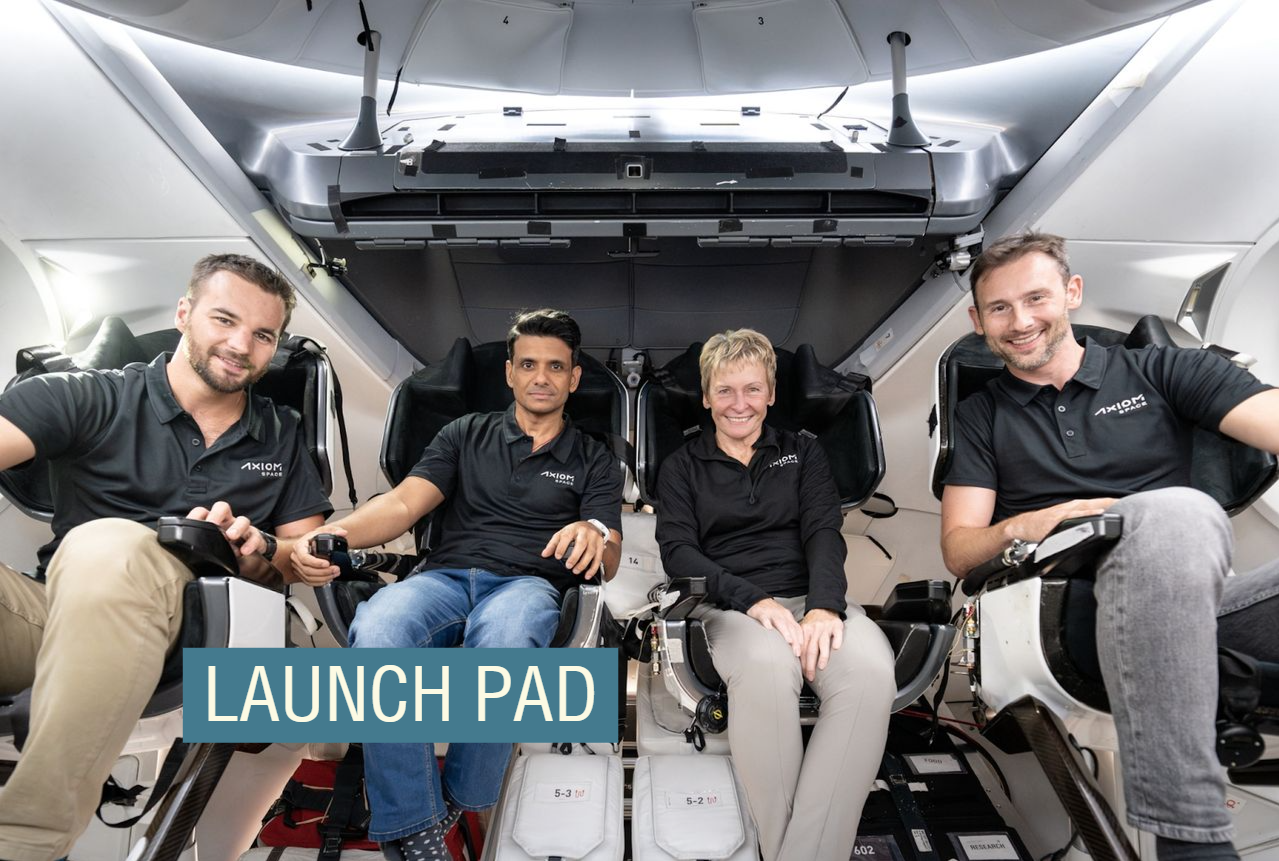 匈牙利的 Tibor Kapu、ISRO 宇航员 Shubhanshu Shukla、前 NASA 宇航员 Peggy Whitson 和 ESA 波兰宇航员 Sławosz Uznański-Wiśniewski。