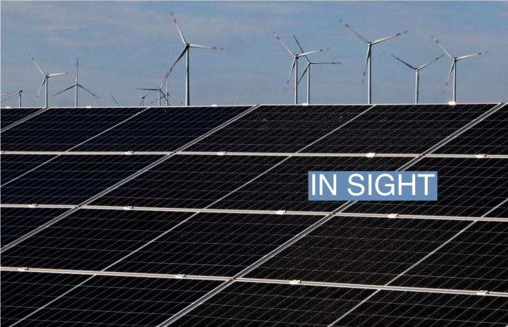 Solar panels of Germany’s largest solar park Weesow-Willmersdorf by energy supplier EnBW AG are seen next to wind turbines in Werneuchen, Germany September 21, 2023. REUTERS/Lisi Niesner