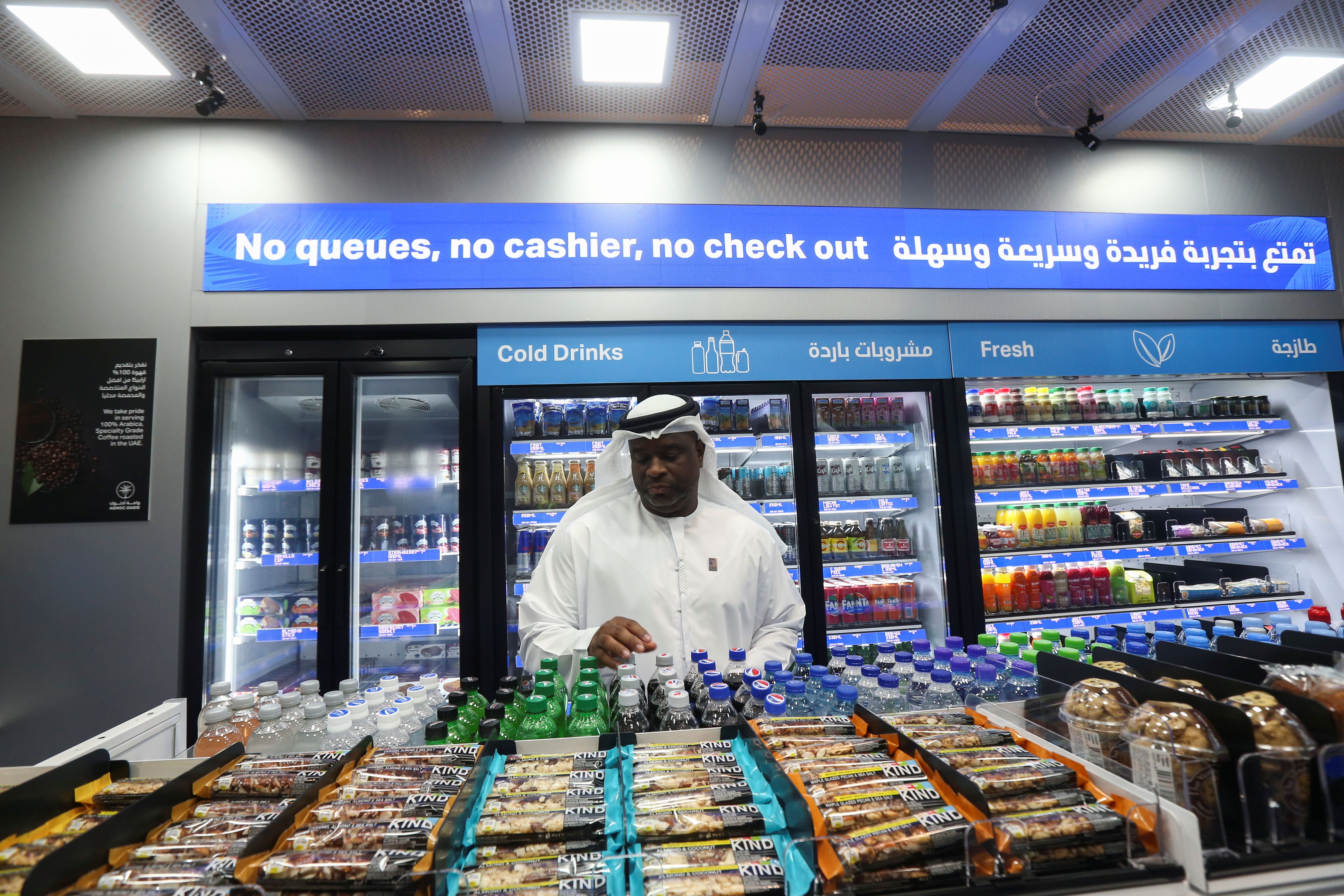 Bader Saeed Al Lamki, Chief Executive Officer, Adnoc Distribution is pictured at the cashless and contactless artificial intelligence driven store at the Sheikh Khalifa Energy complex in Abu Dhabi, United Arab Emirates, December 7, 2021.