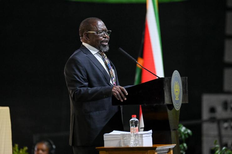 South Africa Finance Minister Enoch Godongwana delivers a budget speech on Mar. 12 in Cape Town.