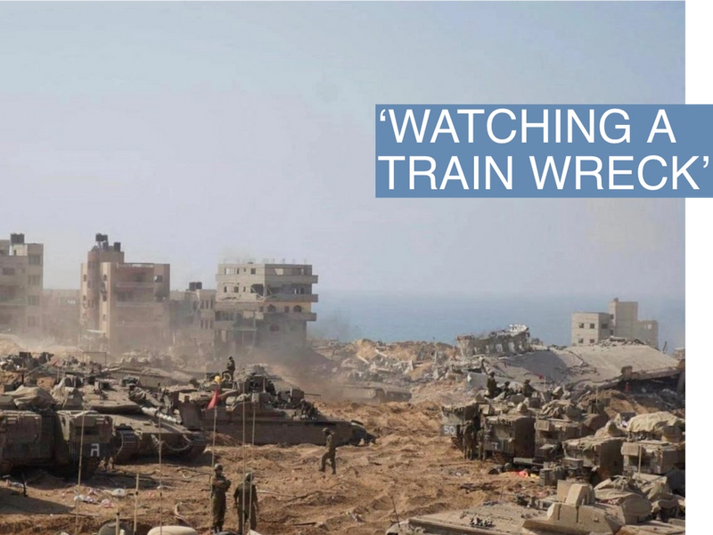 Israeli soldiers and tanks take position inside the Gaza Strip, according to the Israeli Defense Forces (IDF), in this handout picture obtained by Reuters on November 5, 2023. IDF/Handout via REUTERS