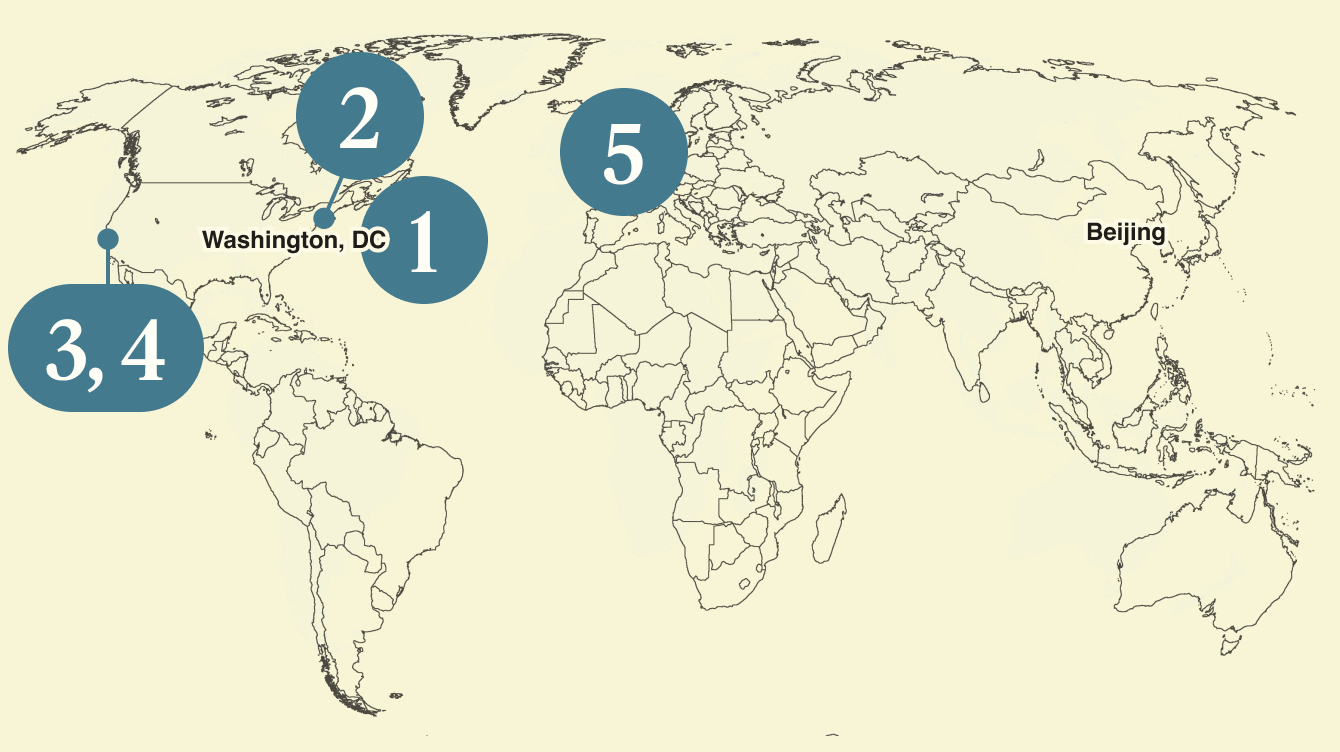 Graphic showing a map of the world.