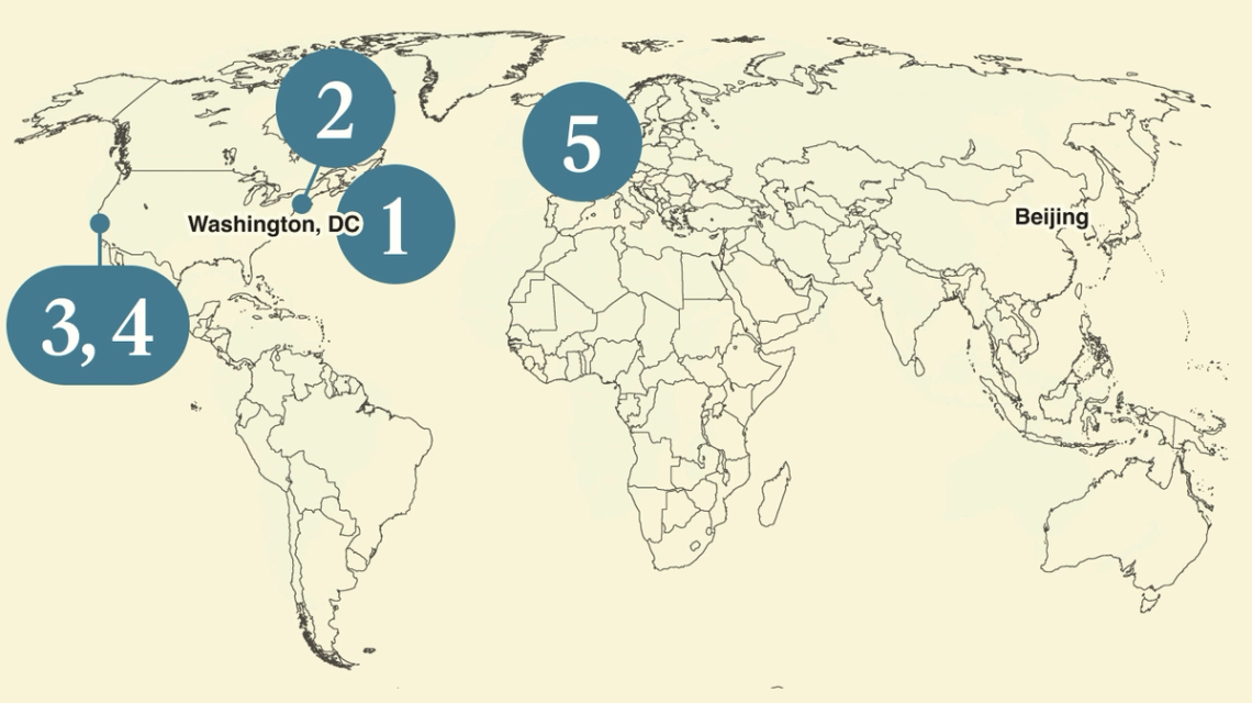 Graphic showing a map of the world.