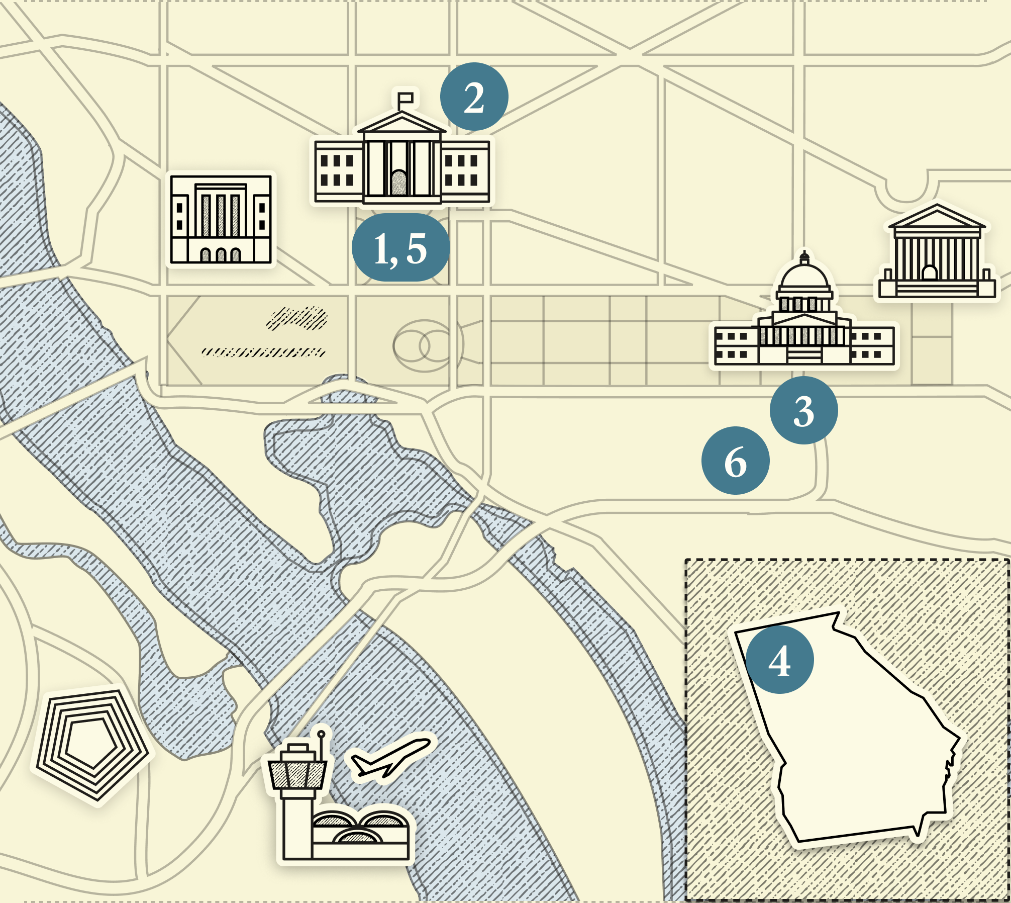 A numbered map of DC.