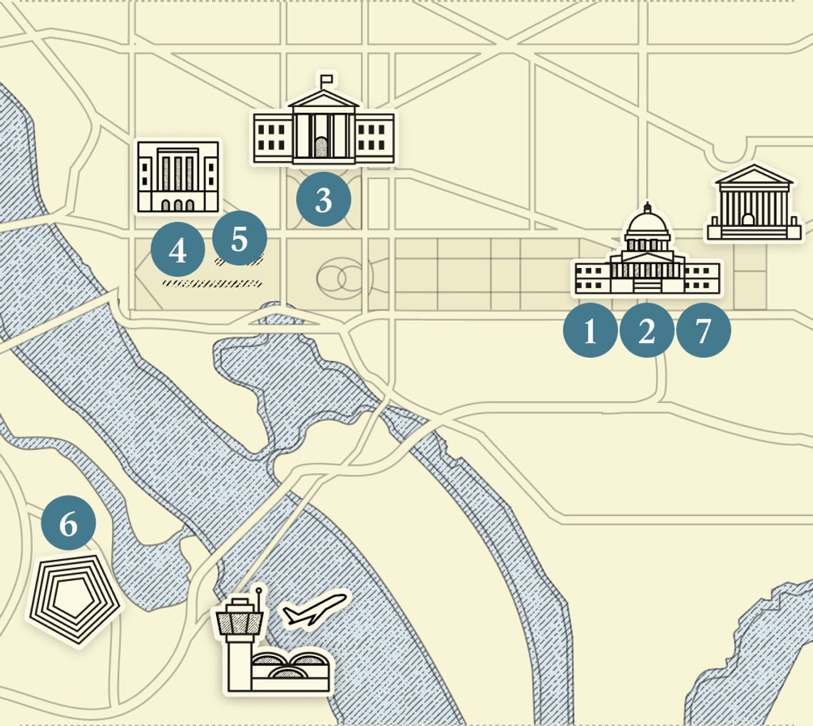 A numbered map of DC.