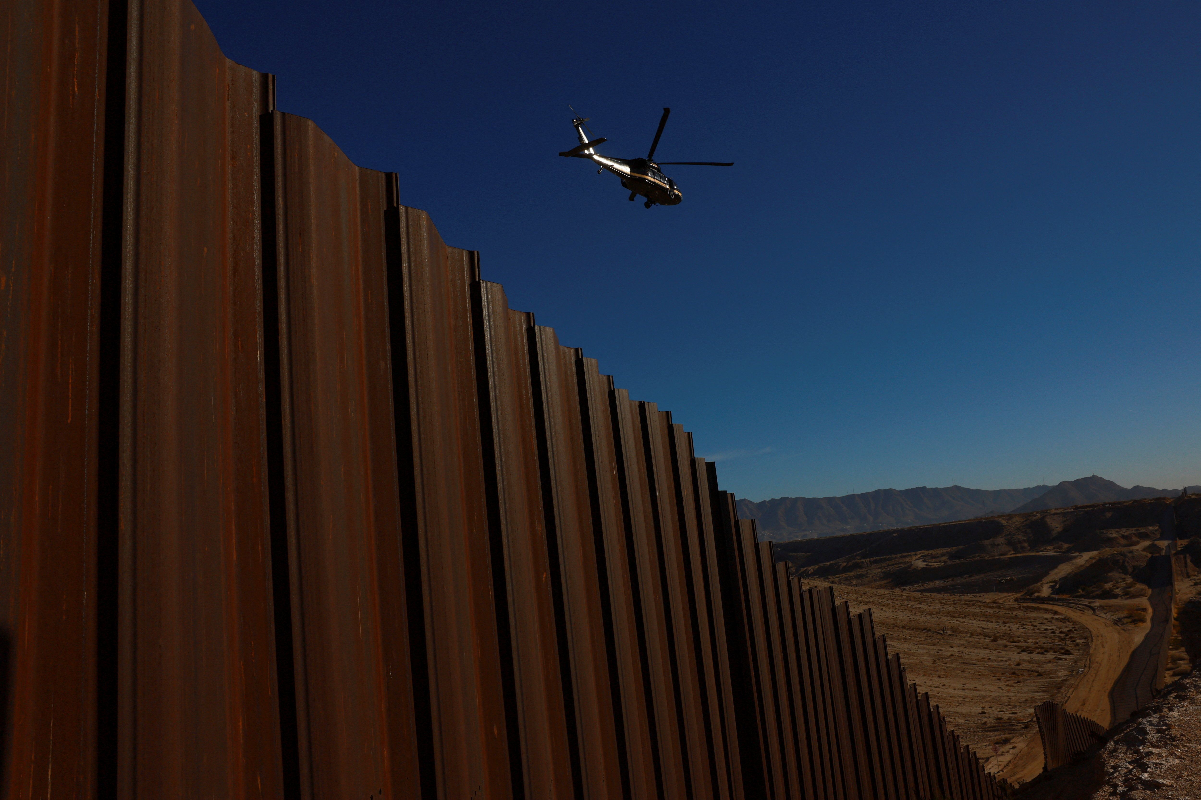 A CBP Air and Marine Operations helicopter conducts surveillance along the U.S.-Mexico border.