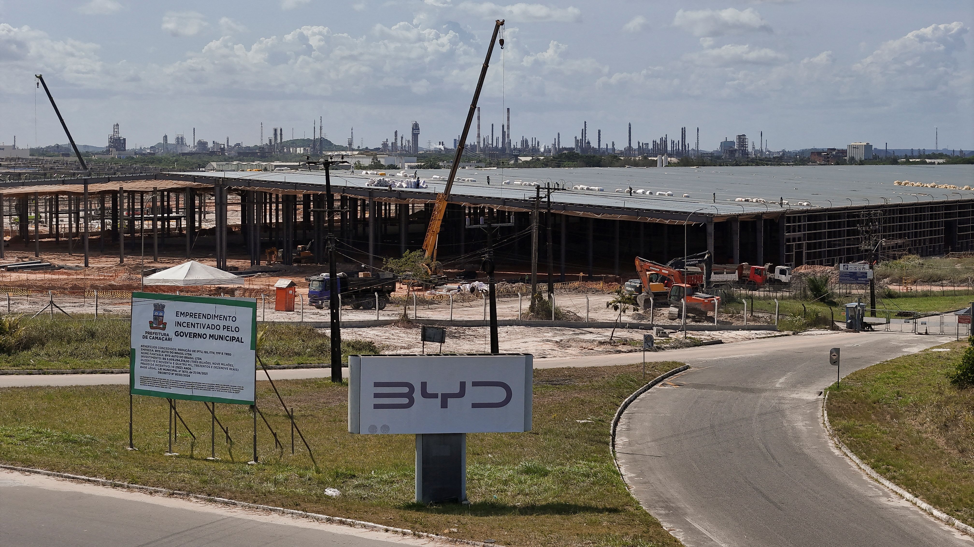 Automaker BYD’s new EV factory construction site in Camacari, Brazil.