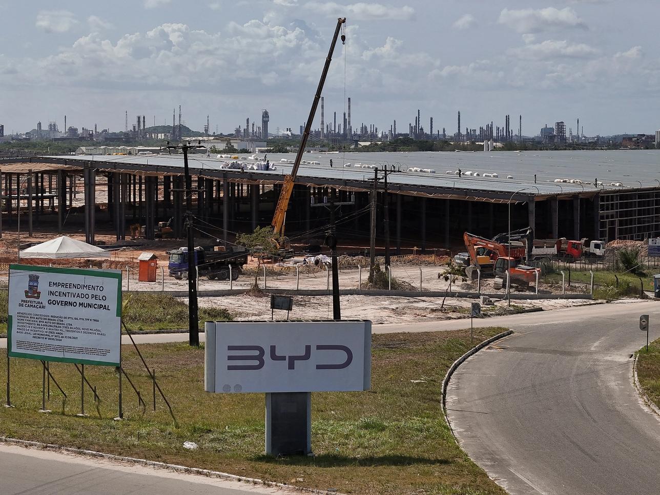 Automaker BYD’s new EV factory construction site in Camacari, Brazil.