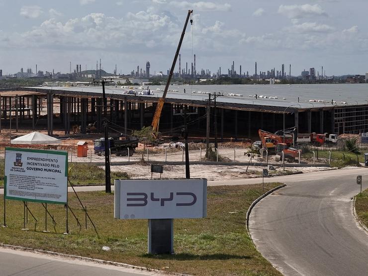 Automaker BYD’s new EV factory construction site in Camacari, Brazil.