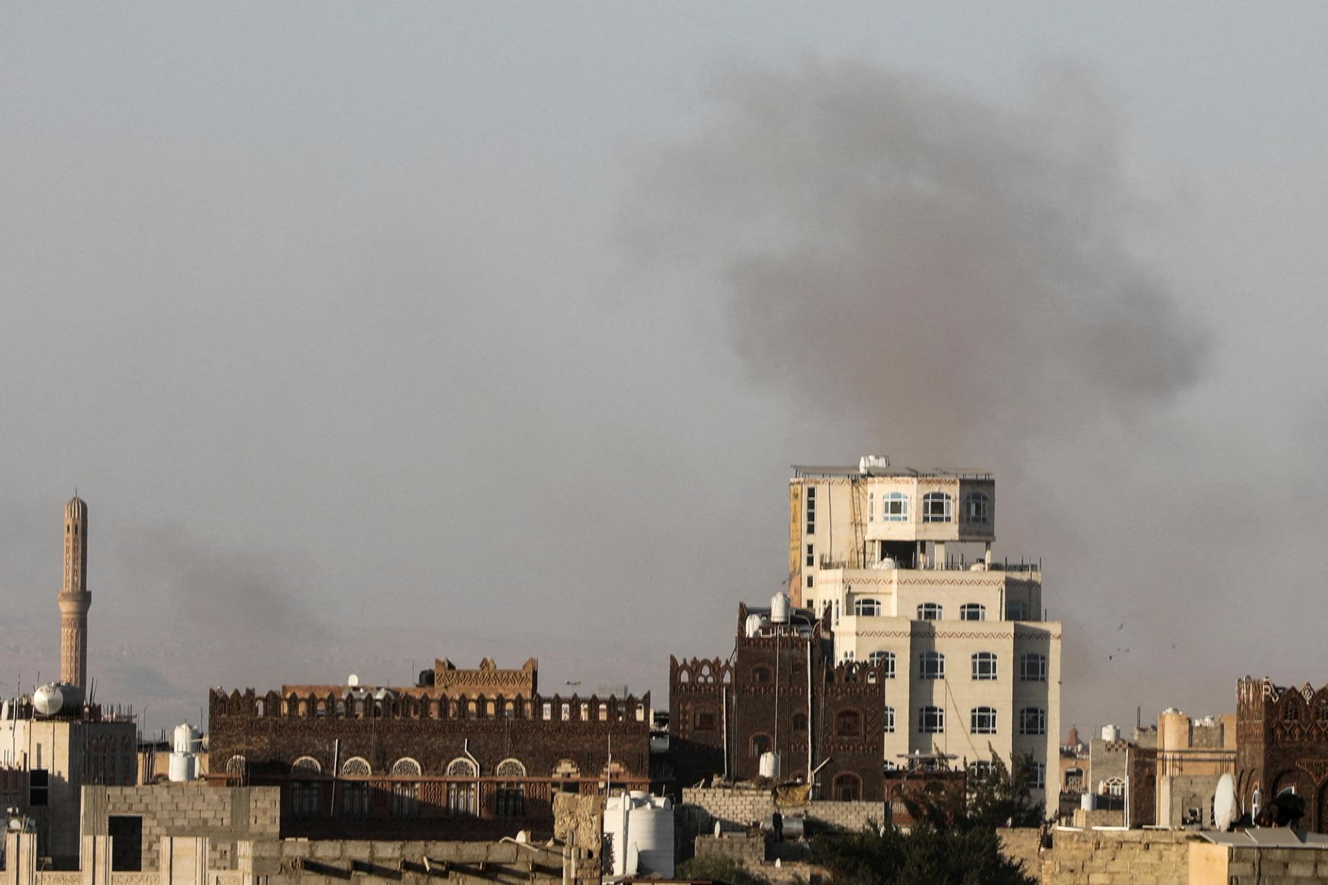 Smoke rises after Israeli strikes near Sanaa airport, in Sanaa, Yemen, December 26, 2024.