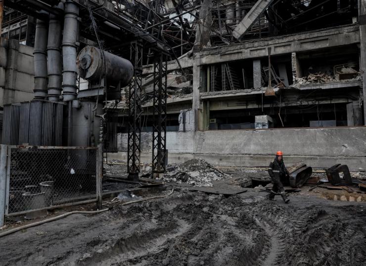 A thermal power plant damaged by a Russian missile strike