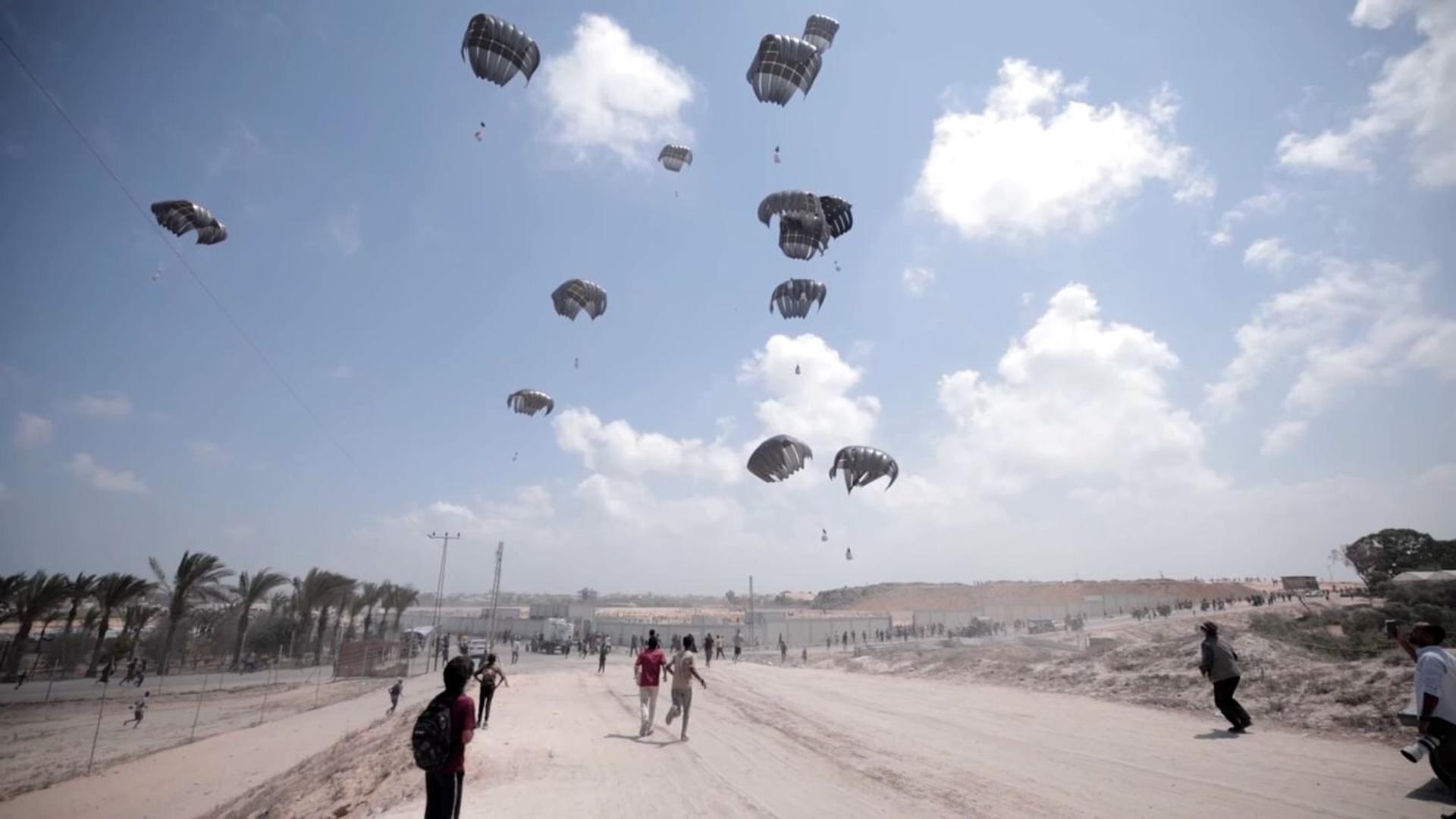 An airdrop of food and supplies into Gaza, led by the UAE in coordination with Jordan and supported by Germany, France, the Netherlands, Singapore, and Indonesia. 