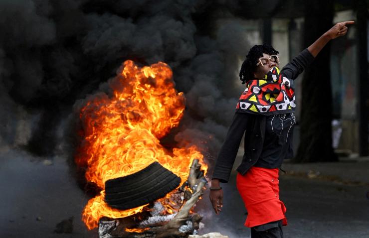 A photo of a protestor in Mozambique.