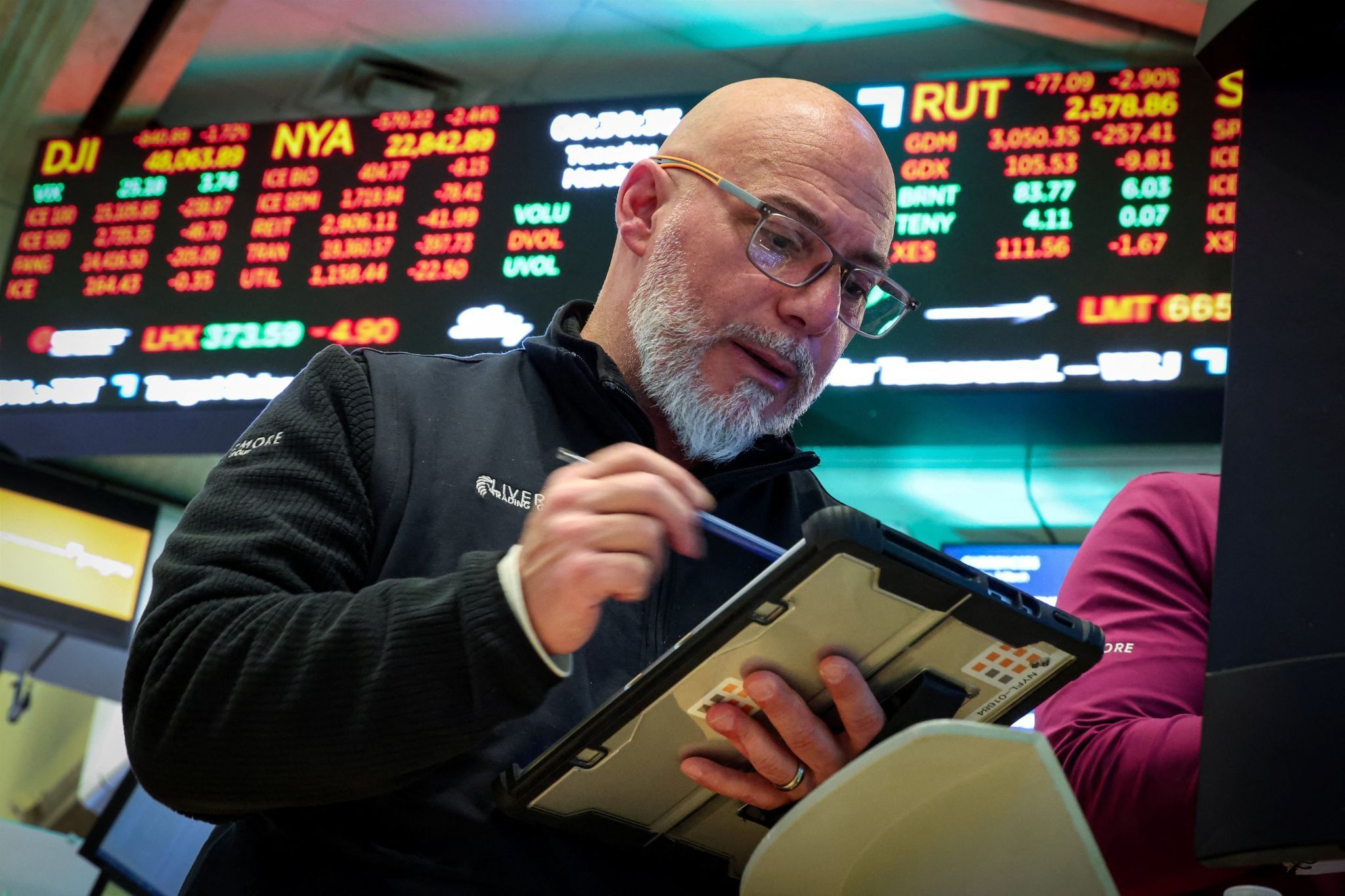 Trader on the floor of the New York Stock Exchange