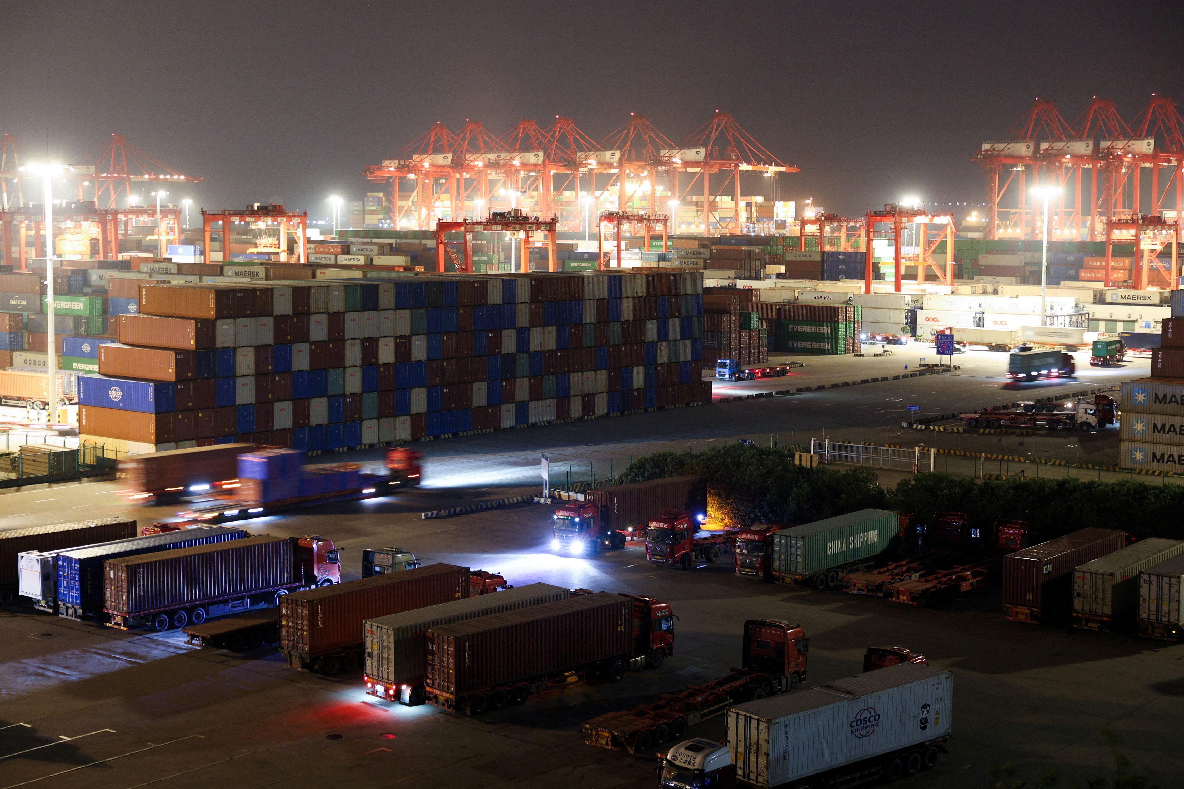Shipping containers in China.