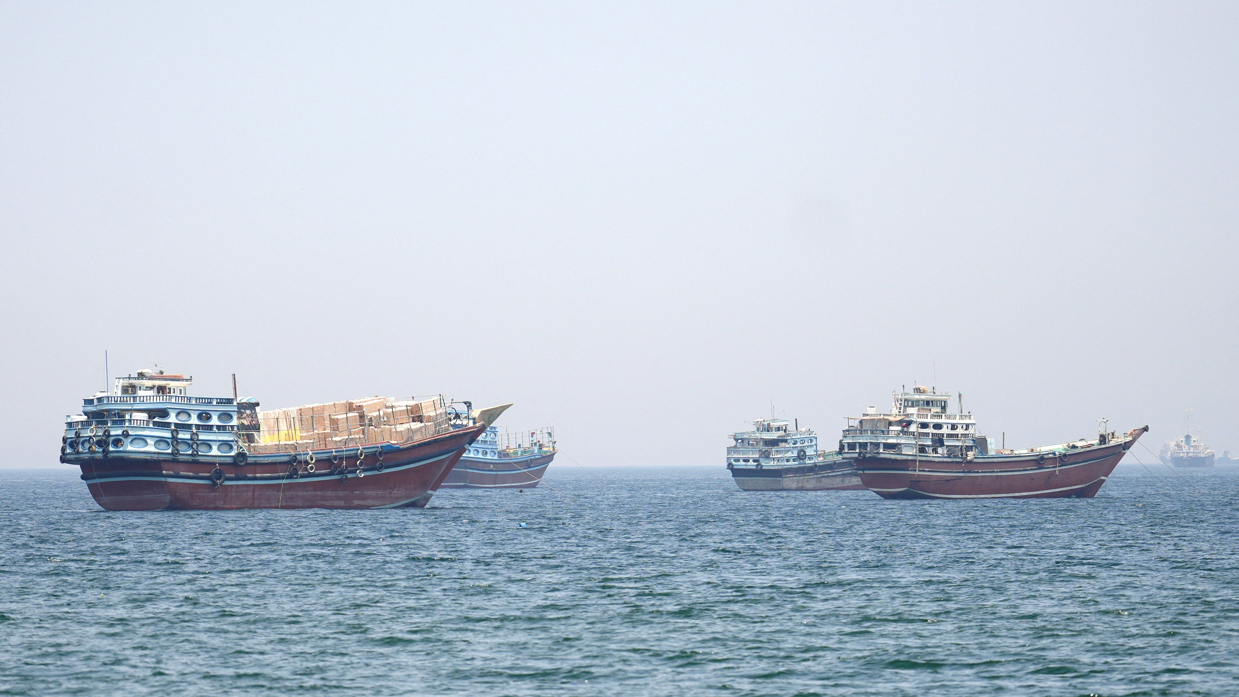 Ships and boats in the Strait of Hormuz.