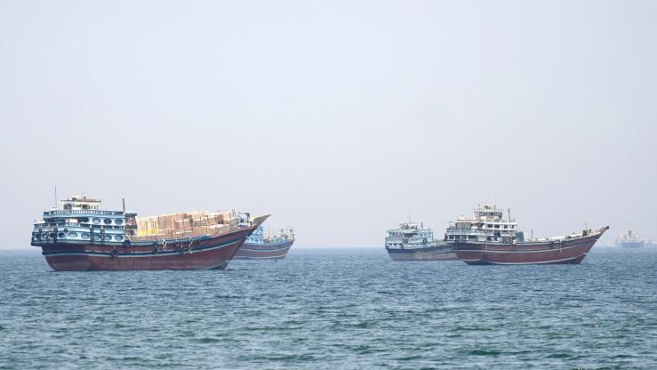 Ships and boats in the Strait of Hormuz.