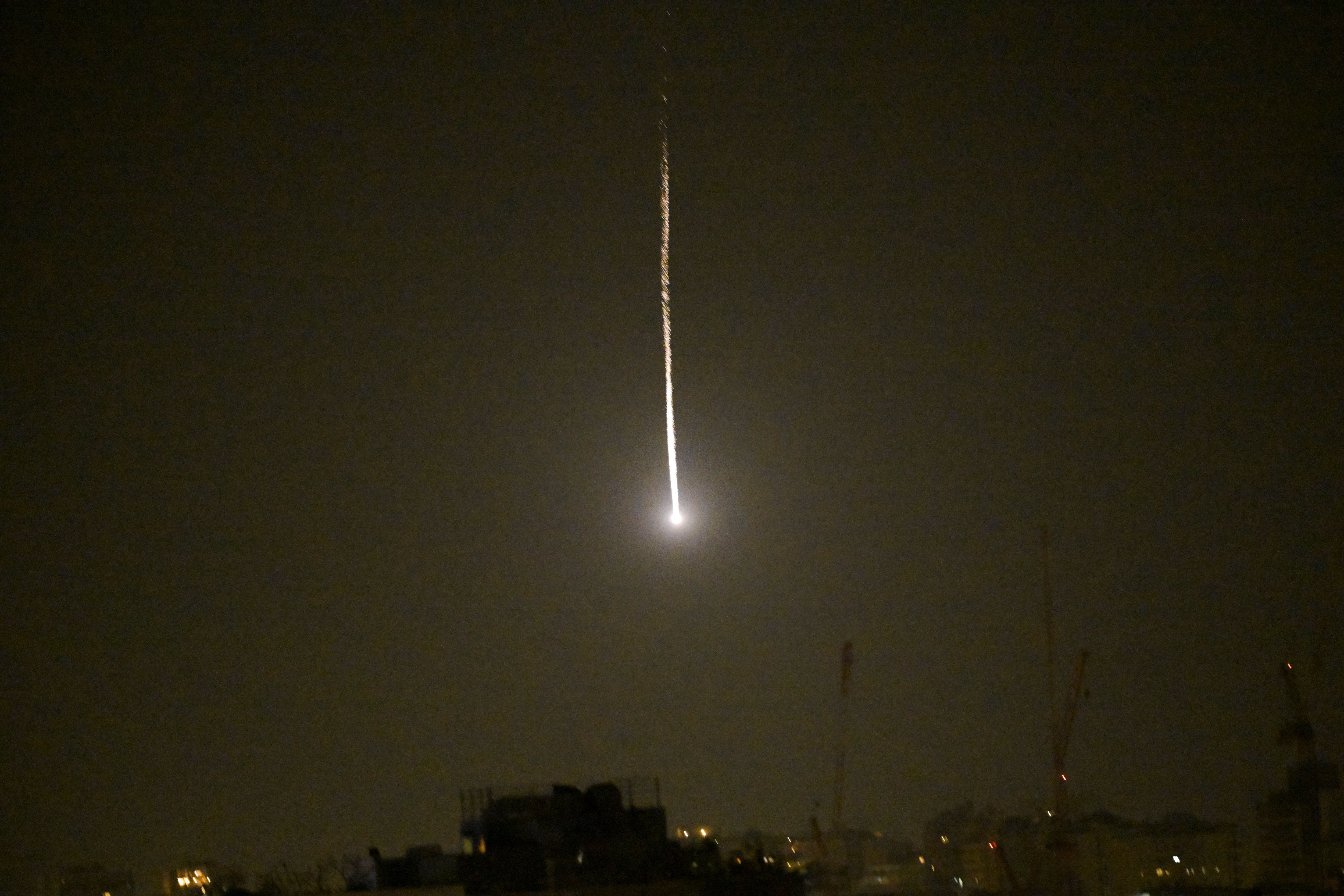 An Iranian missile flies toward Israel.
