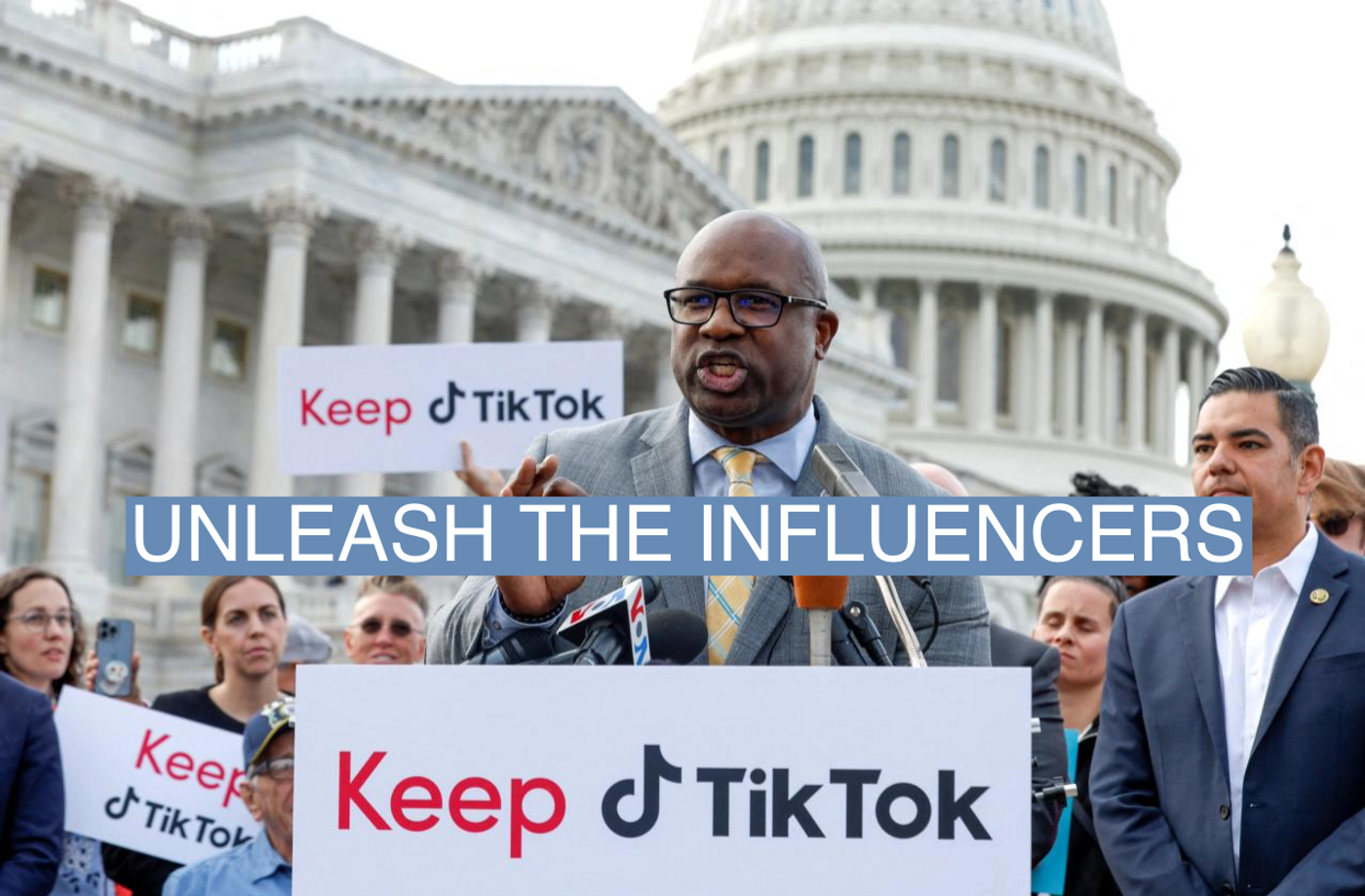 U.S. Representative Jamal Bowman (D-NY) joins TikTok creators at a news conference to speak out against a possible ban of TikTok at the House Triangle at the United States Capitol in Washington.