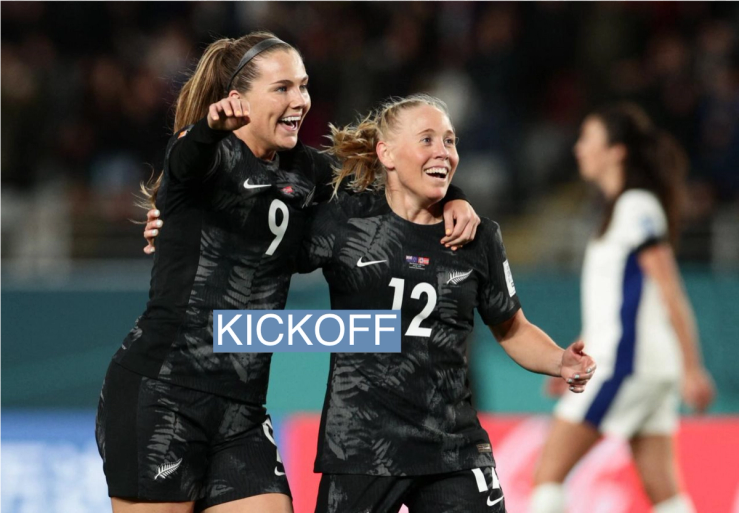 New Zealand’s Betsy Hassett and Gabi Rennie celebrate after the match REUTERS/David Rowland